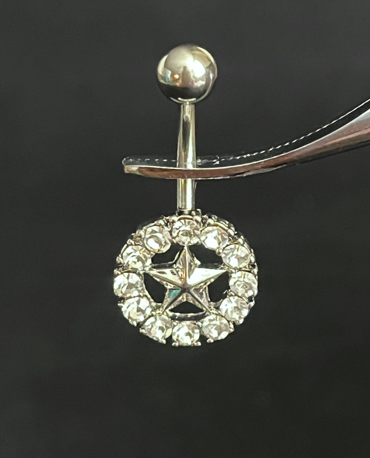 1 Piece Gem Surrounded Star Belly Button Ring Navel / Naval Belly Ring - 14g - 10mm - Aurora Borealis, Steel, Gold and Rose Gold Available!
