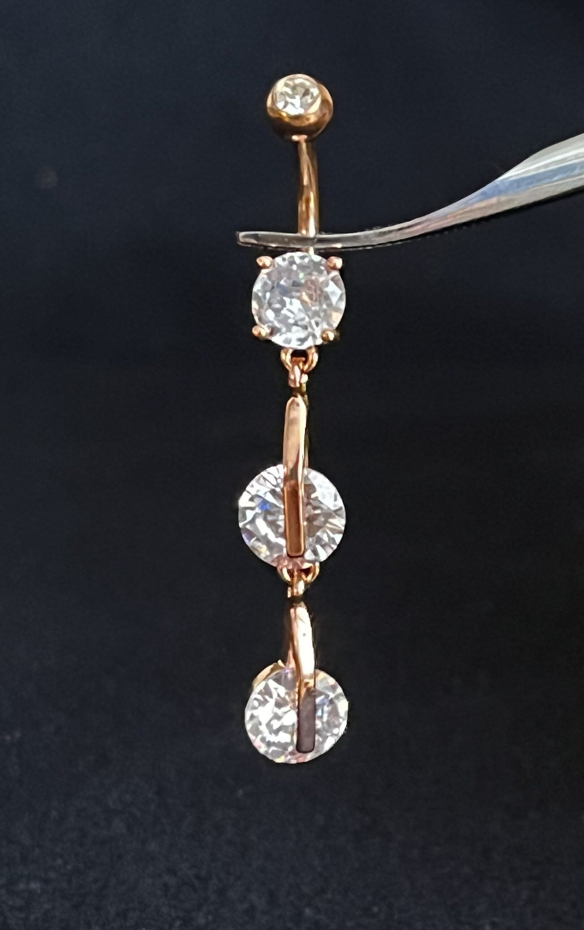 1 Piece Unique Paved CZ Gem Fox Navel / Naval Belly Button Ring - 14g - 10mm - Gold, Silver and Rose Gold Available!