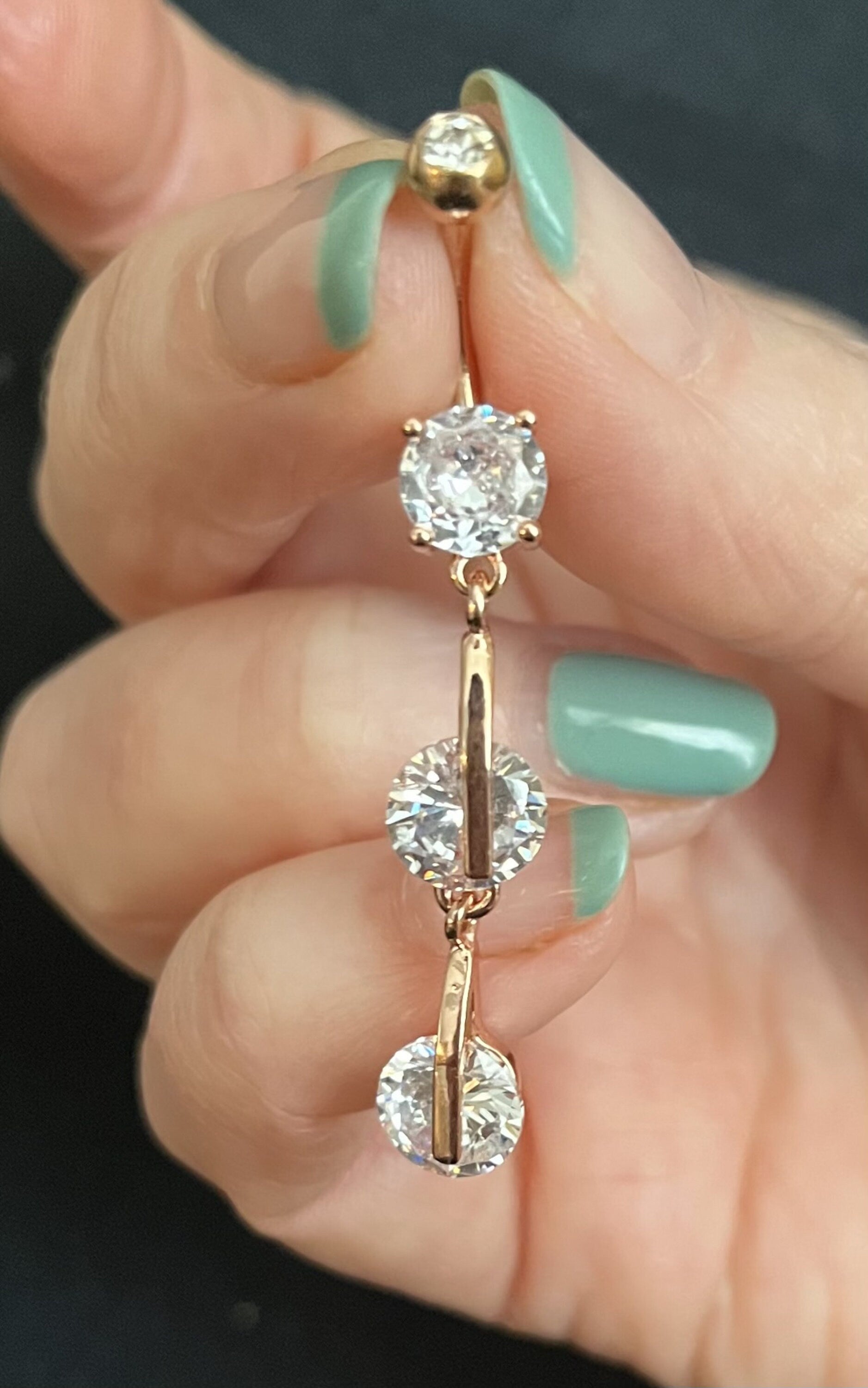 1 Piece Unique Paved CZ Gem Fox Navel / Naval Belly Button Ring - 14g - 10mm - Gold, Silver and Rose Gold Available!