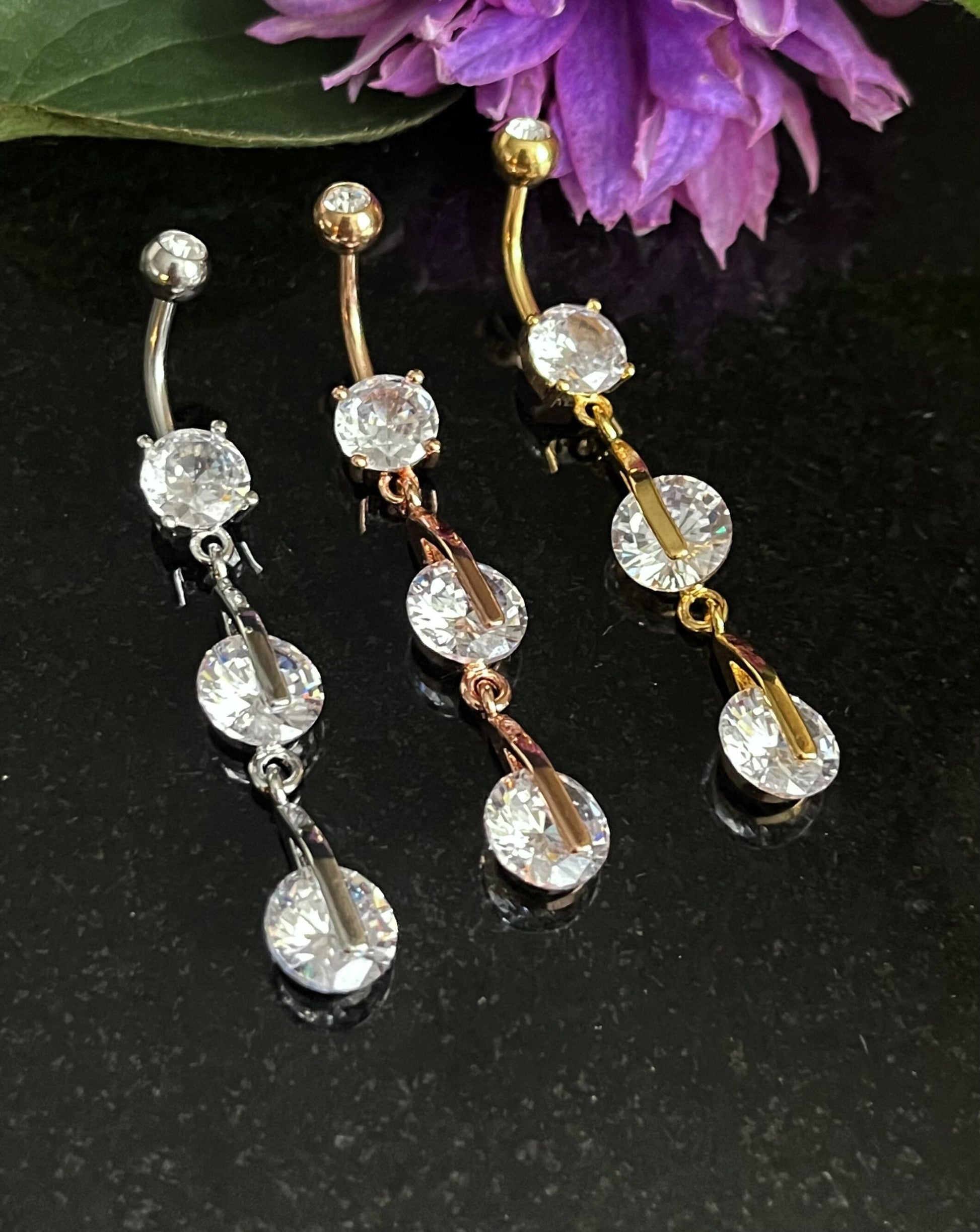 1 Piece Unique Paved CZ Gem Fox Navel / Naval Belly Button Ring - 14g - 10mm - Gold, Silver and Rose Gold Available!