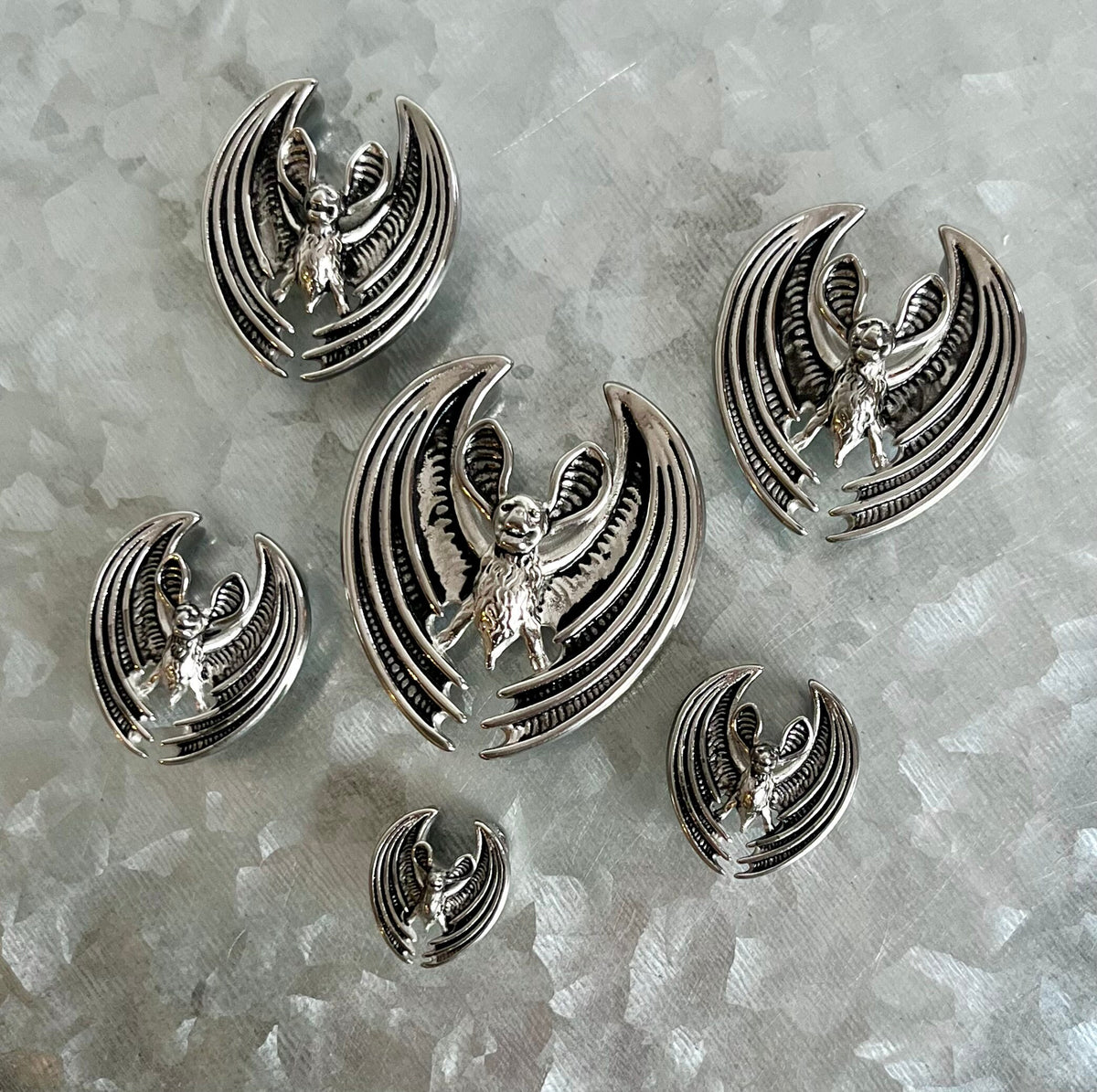 PAIR of Unique Flying Bat Saddle Surgical Steel Ear Spreader Hanger-Tunnels/Plugs - Gauges 0g (8mm) thru 3/4" (19mm) available!
