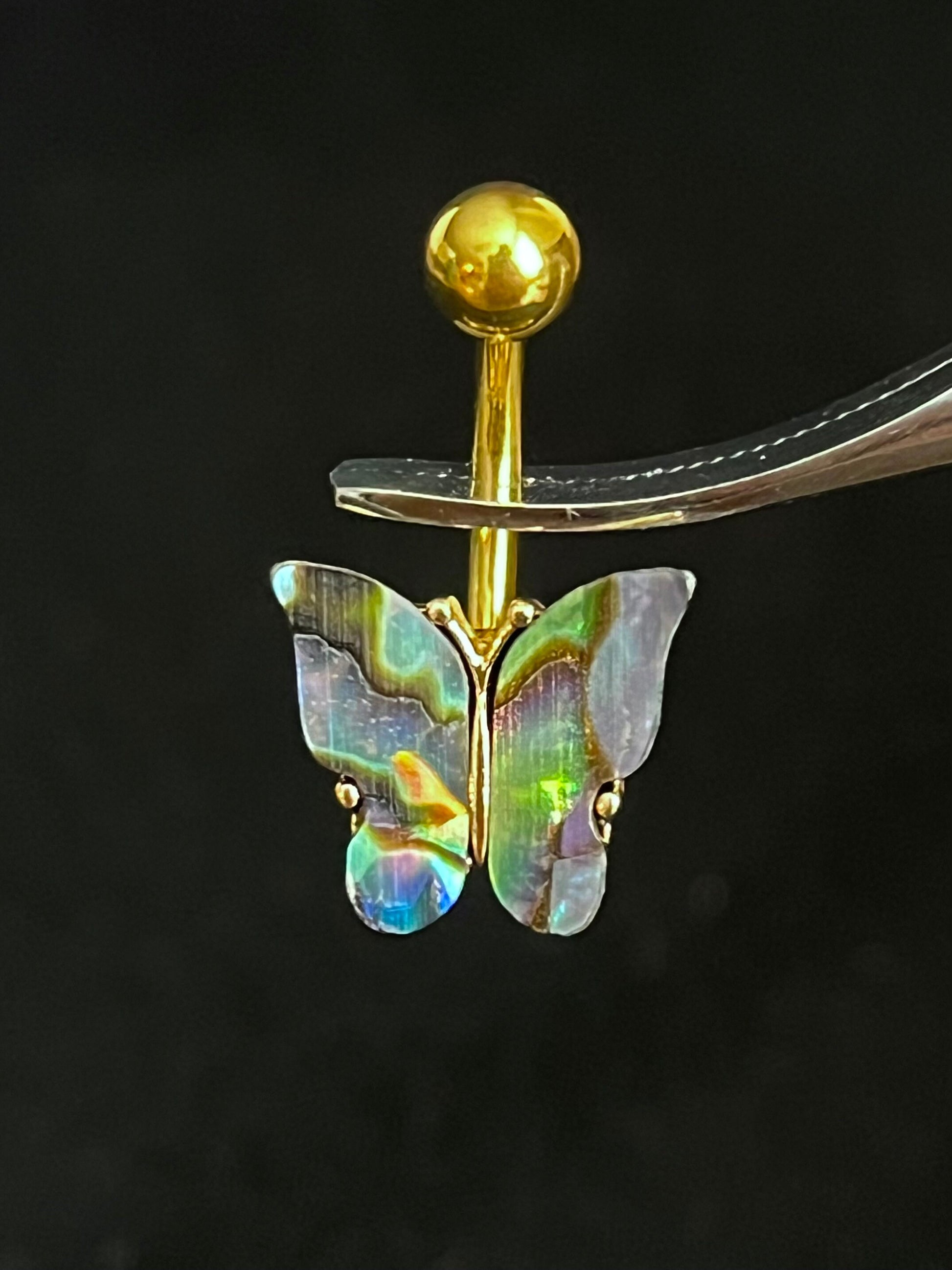 1 Piece Stunning Abalone Shell Butterfly Navel / Naval Belly Button Ring - 14g - 10mm - Gold and Silver Available!