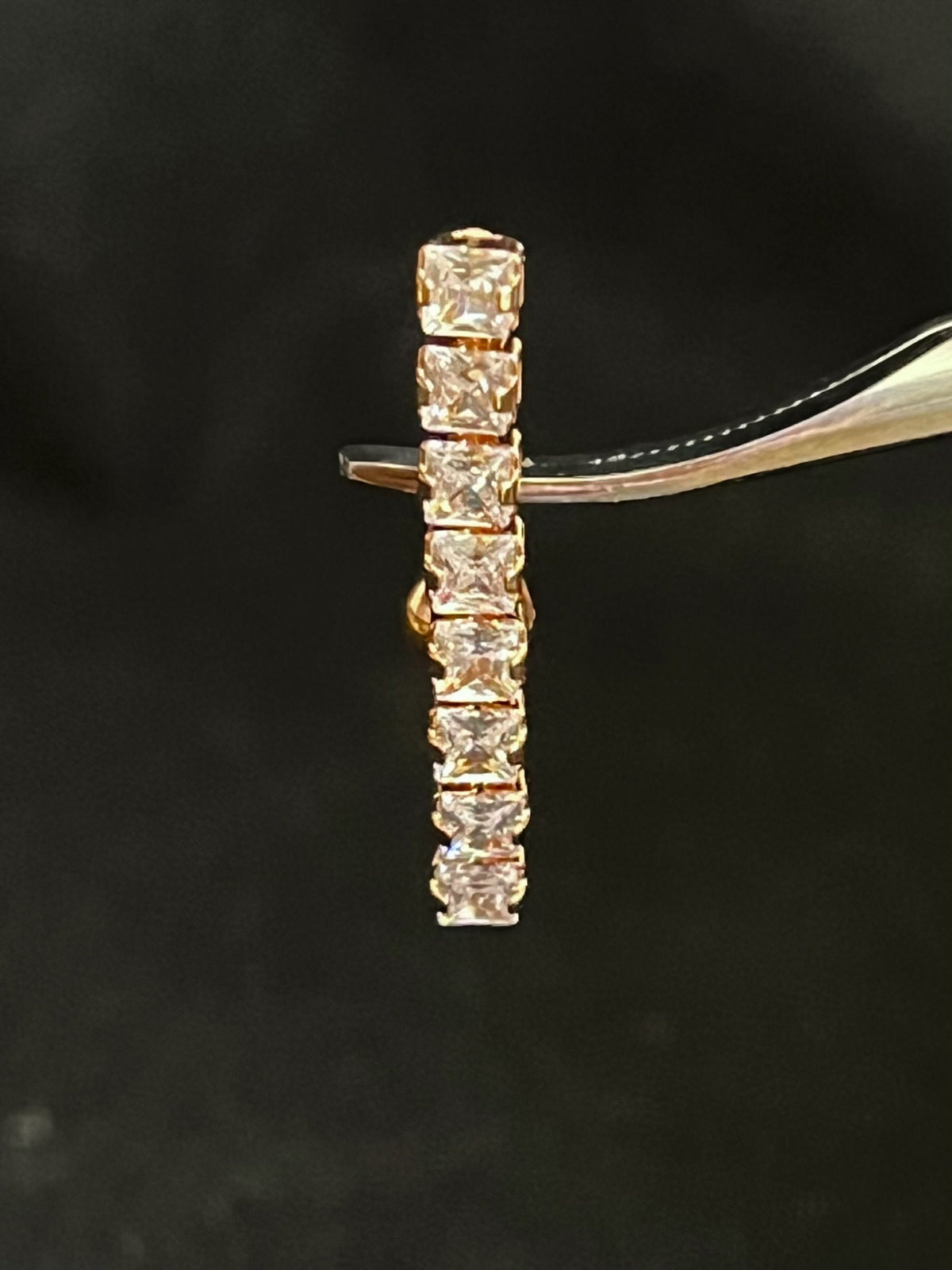 1 Piece Stunning 8-Square CZ Gem Top Drop Dangle Reverse Navel / Naval Belly Ring - 14g - 10mm - Gold, Silver and Rose Gold Available!