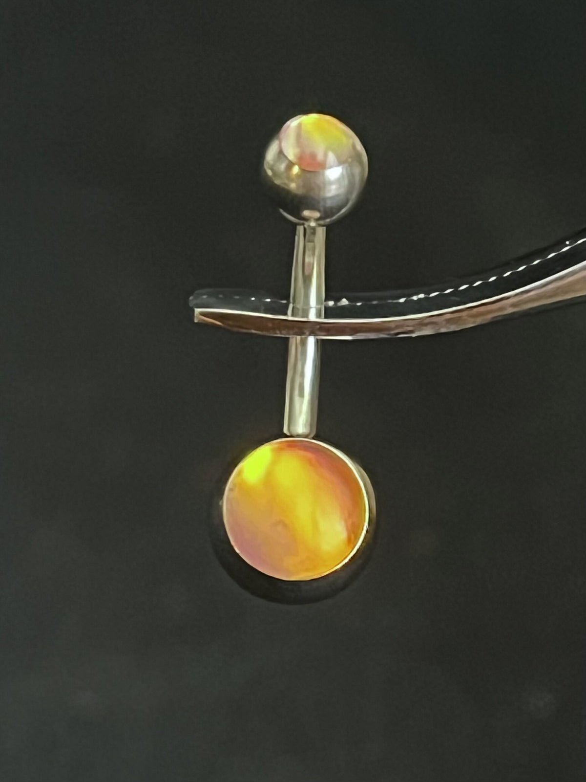 1 Piece Stunning Double Iridescent Stone Surgical Steel Navel/Naval Belly Ring - 14g - 10mm - Available in a Variety of Colors!