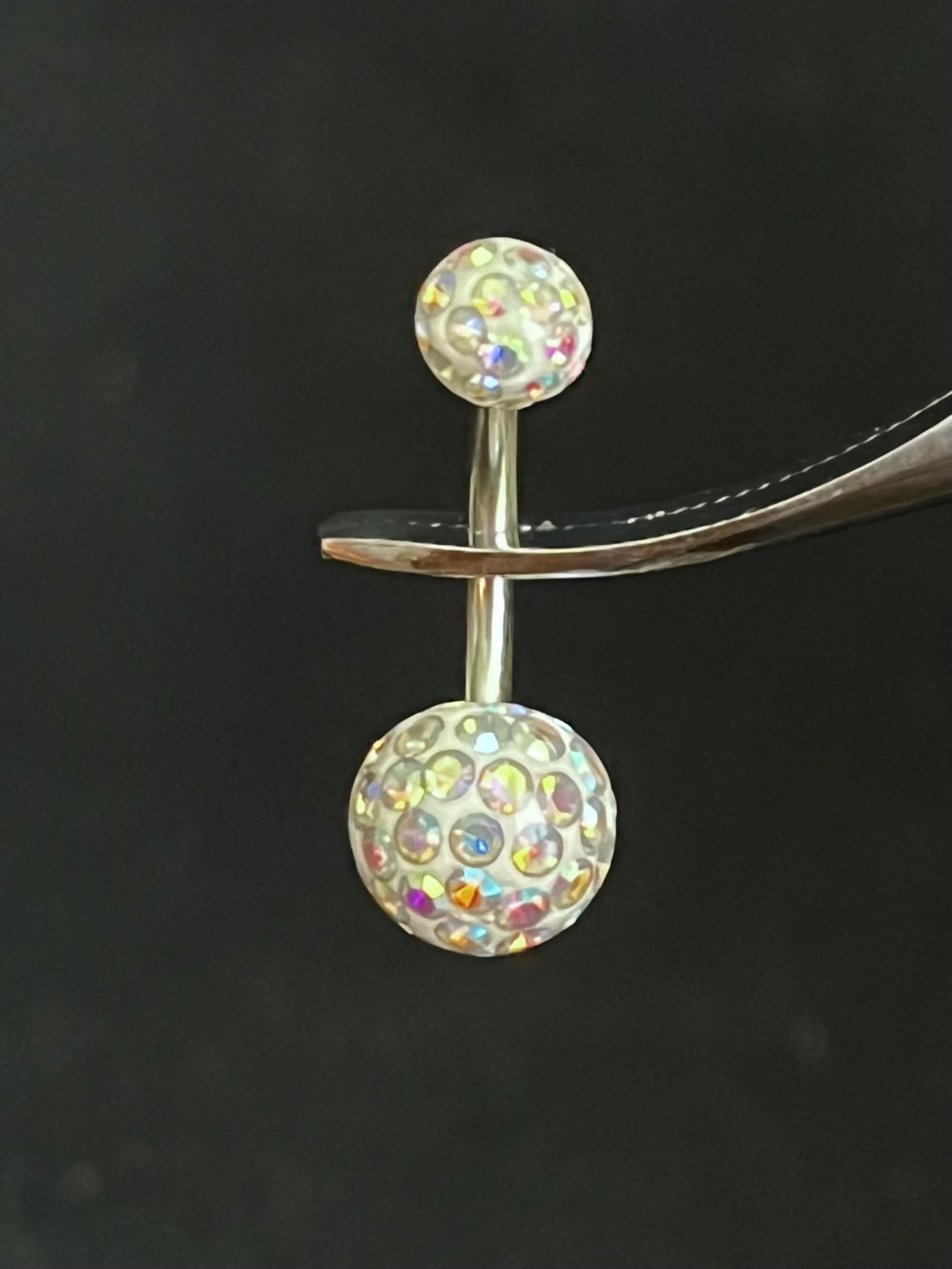 1 Piece Stunning Epoxy Coated Crystal Paved Balls Surgical Steel Navel/Naval Belly Ring - 14g - 10mm - Available in a Variety of Colors!
