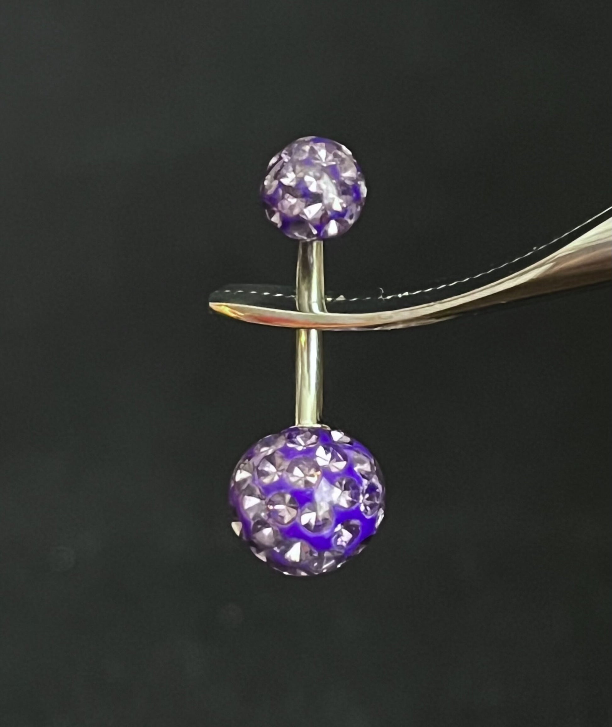 1 Piece Stunning Epoxy Coated Crystal Paved Balls Surgical Steel Navel/Naval Belly Ring - 14g - 10mm - Available in a Variety of Colors!