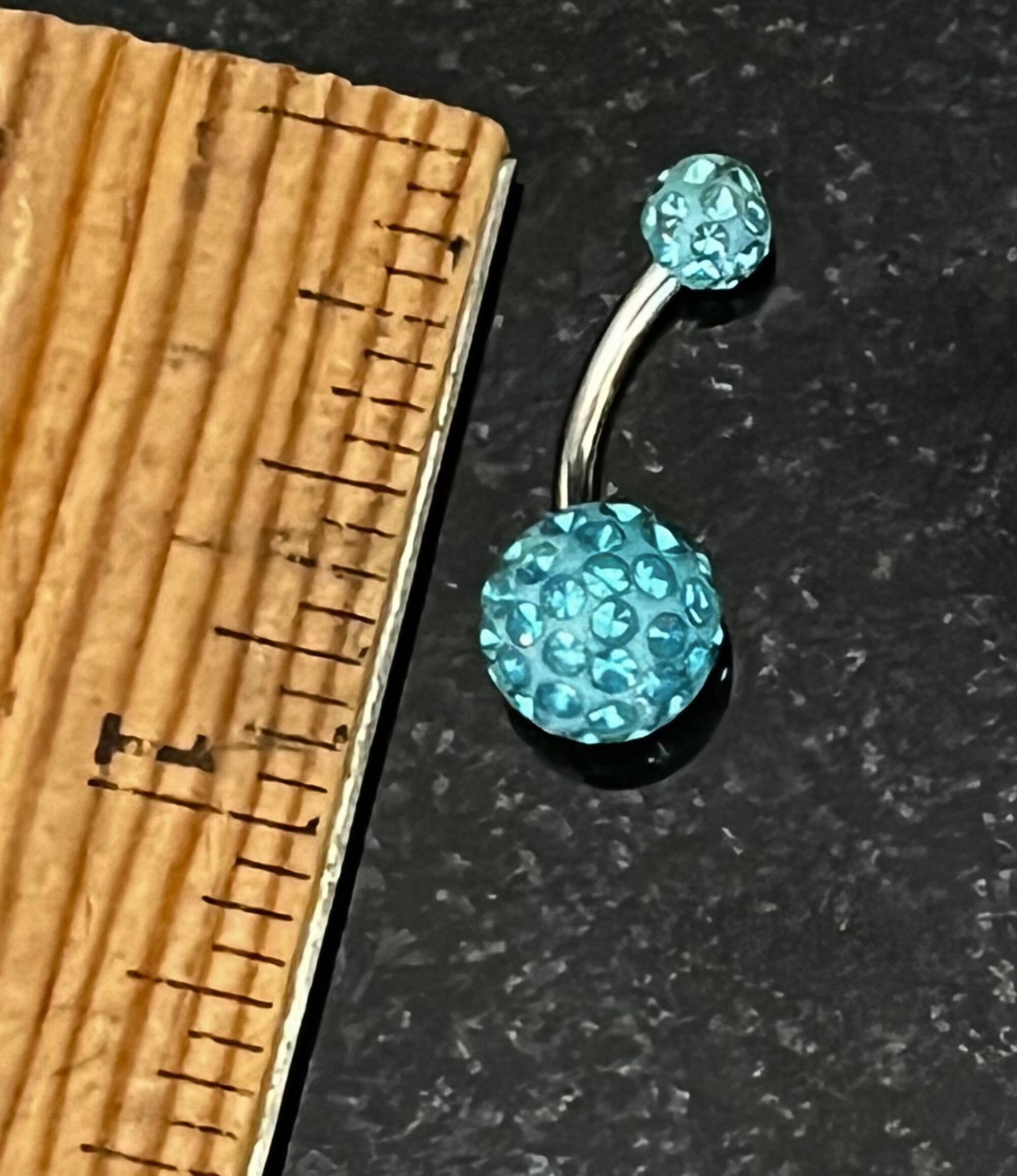 1 Piece Stunning Epoxy Coated Crystal Paved Balls Surgical Steel Navel/Naval Belly Ring - 14g - 10mm - Available in a Variety of Colors!