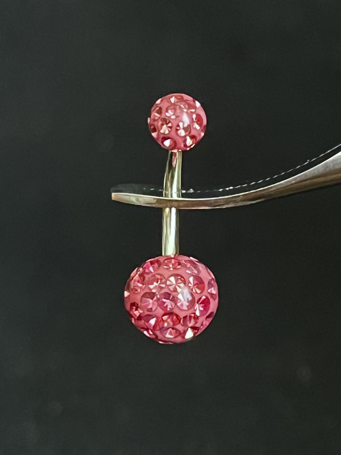 1 Piece Stunning Epoxy Coated Crystal Paved Balls Surgical Steel Navel/Naval Belly Ring - 14g - 10mm - Available in a Variety of Colors!