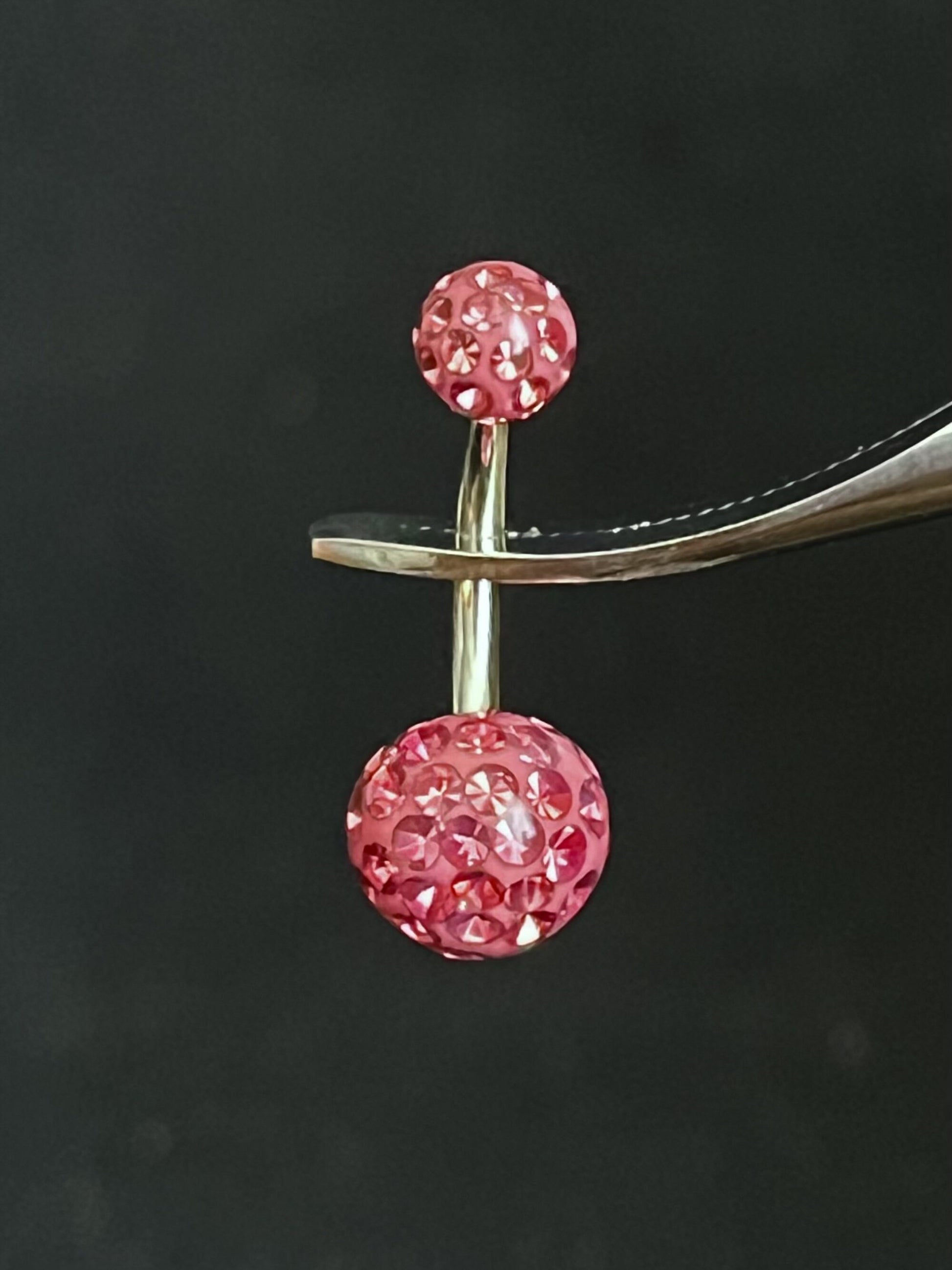 1 Piece Stunning Epoxy Coated Crystal Paved Balls Surgical Steel Navel/Naval Belly Ring - 14g - 10mm - Available in a Variety of Colors!