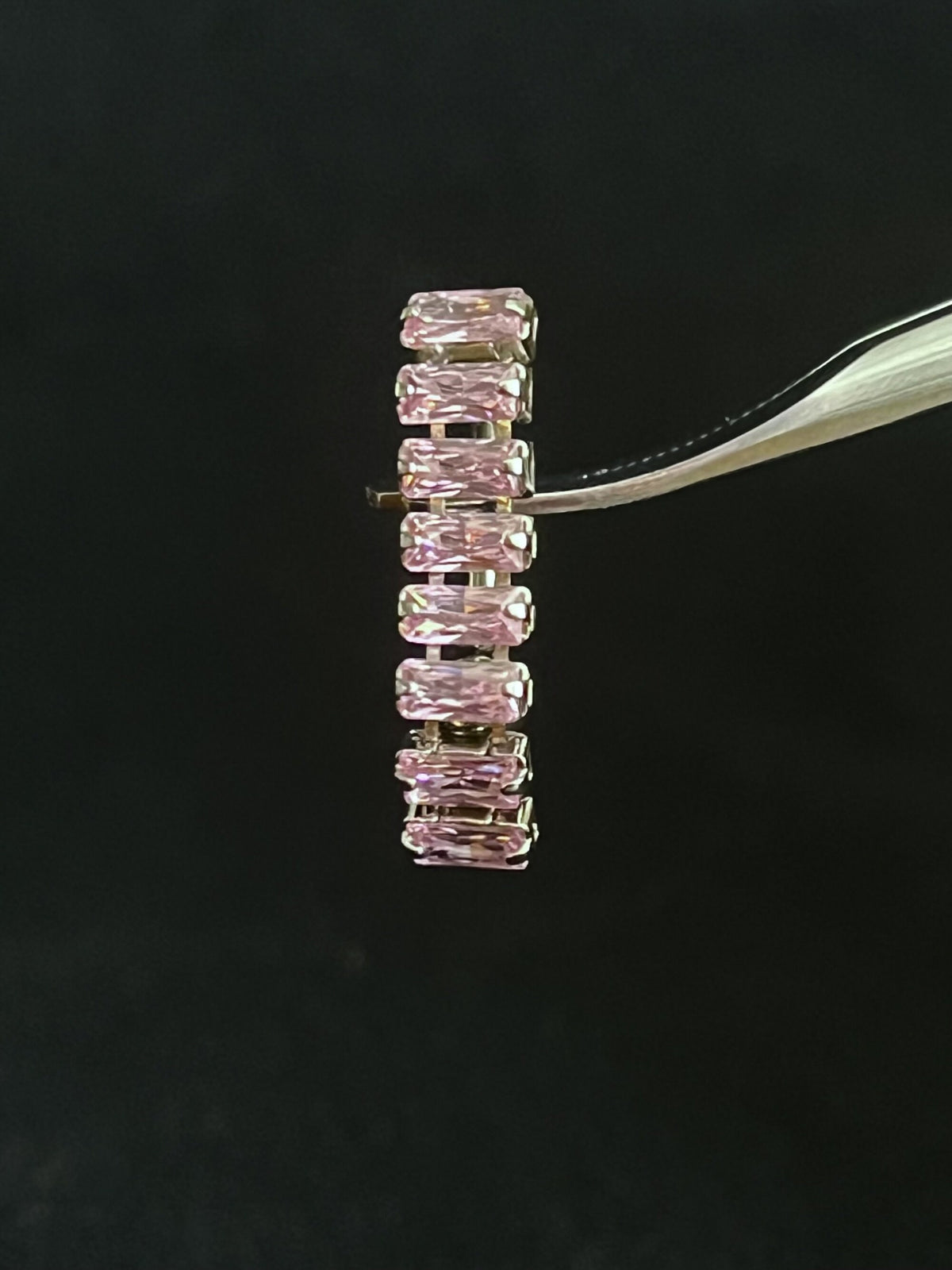1 Piece Beautiful 8-Baguette CZ Gem Top Drop Dangle Reverse Navel / Naval Belly Ring - 14g - 10mm - Clear, Pink & Purple Available!