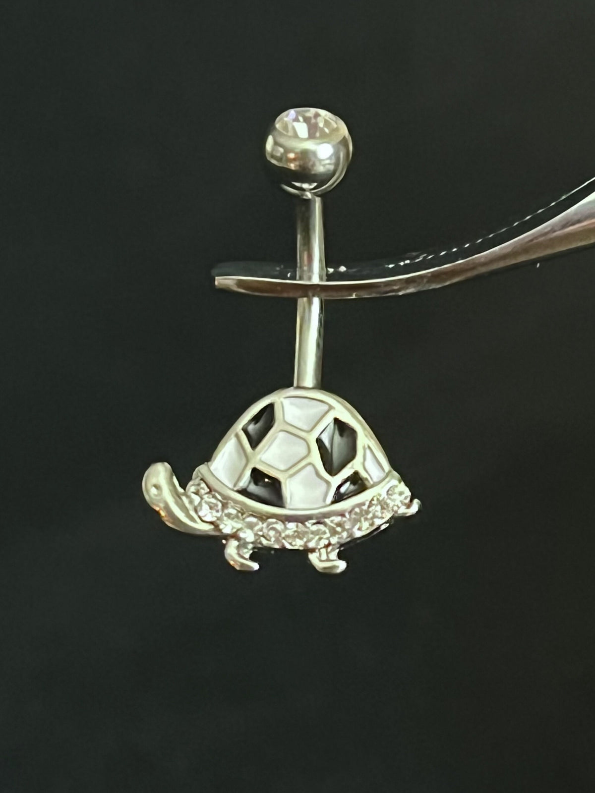 1 Piece Beautiful Enamel Turtle Navel / Naval Belly Ring - 14g - 10mm Bar Length - Black, Pink and Red Available!