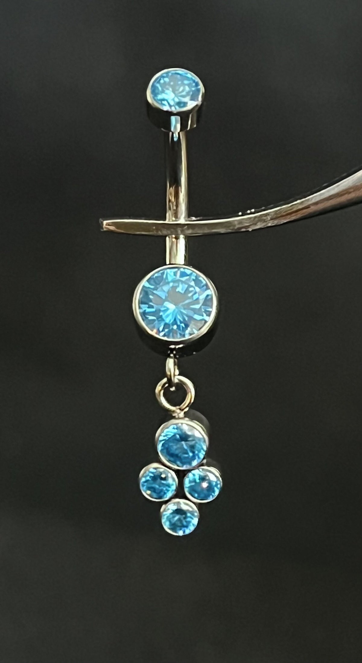 1 Piece Stunning Solid Implant Grade Titanium 4-Gem CZ Cluster Navel/Naval Belly Ring - 14g - Aurora Borealis, Clear, Pink & Aqua Available!