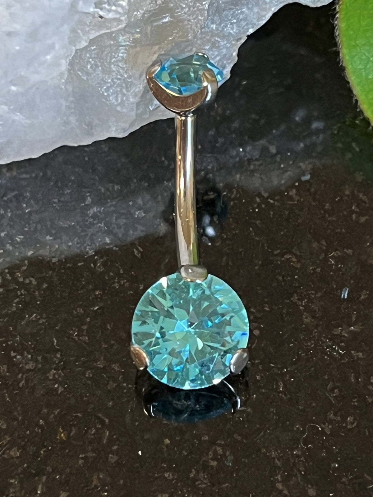 1 Piece Solid Implant Grade Titanium Round Gem Internally Threaded Navel/Naval Belly Ring - 14g - Available in a Variety of Colors!