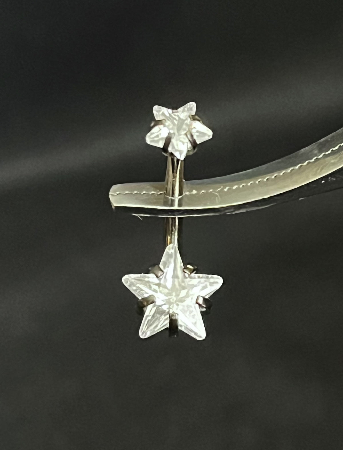 1 Piece Brilliant Prong Set CZ Gem Double Star Internally Threaded Navel/Naval Belly Ring - 14g - 10mm - Available in a Variety of Colors:)