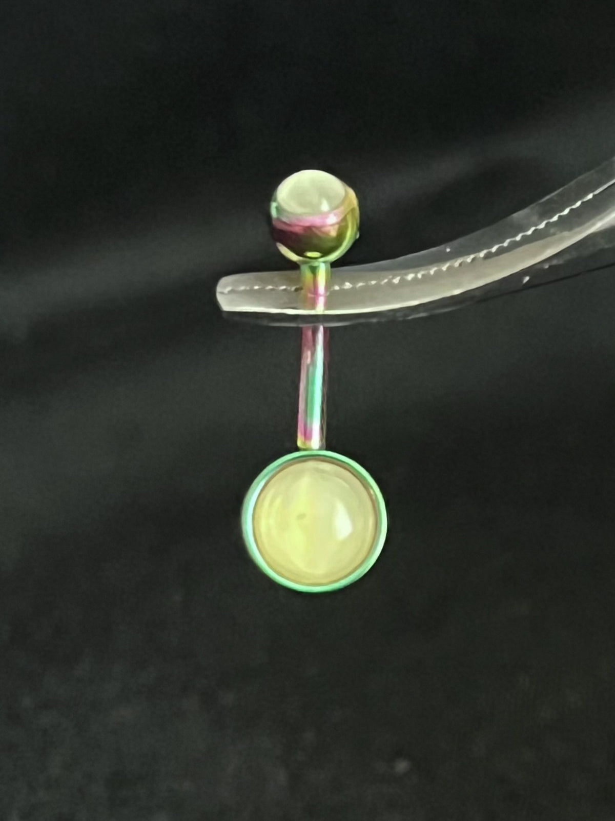 1 Piece Beautiful Double Round Illuminating Stone Gem Ring Navel / Naval Belly Ring - 14g - 10mm - Available in a Variety of Colors!