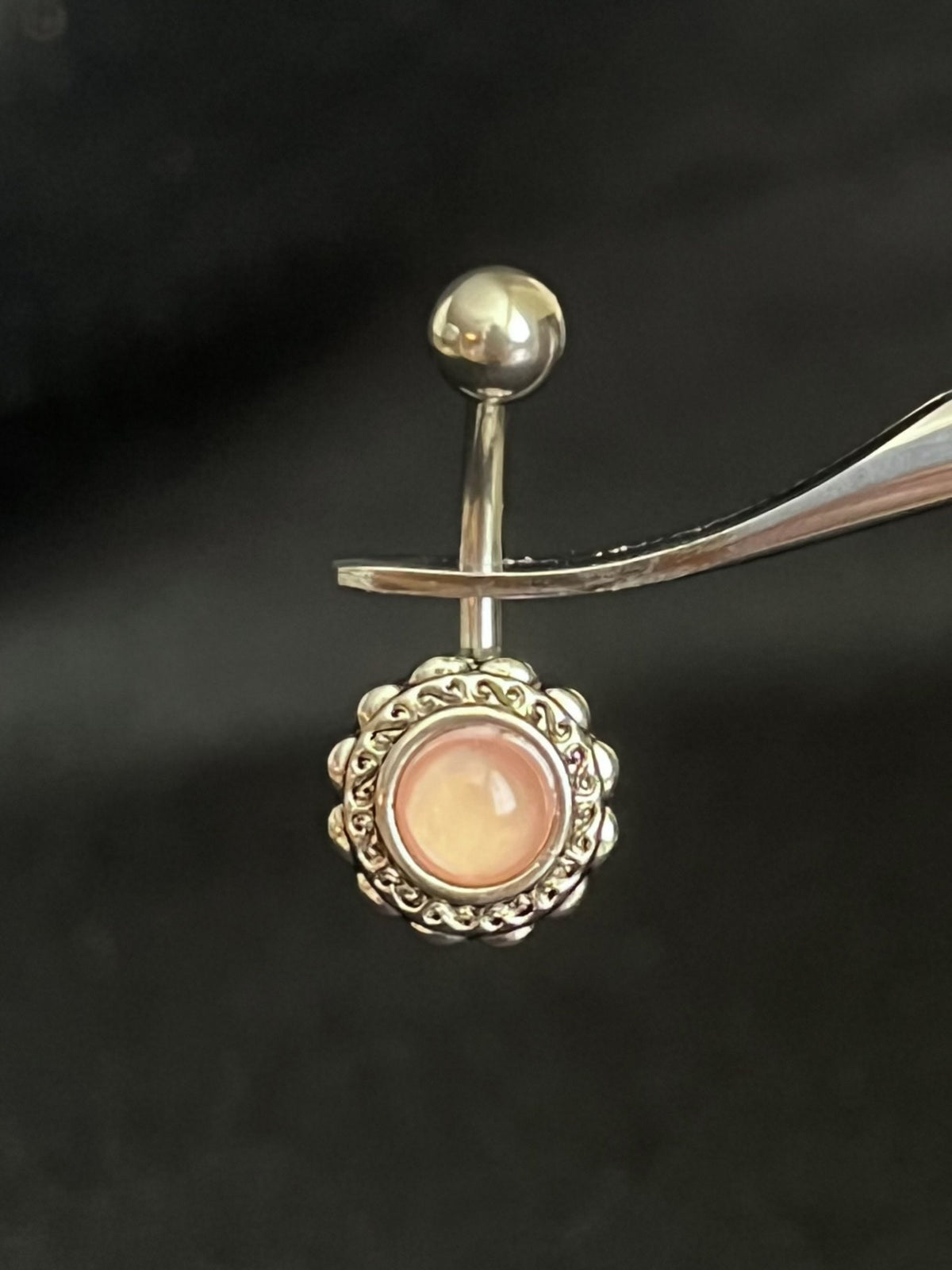 1 Piece Stunning Filigree Flower Illuminating Stone Navel / Naval Belly Ring - 14g - 10mm - Available in a Variety of Colors!