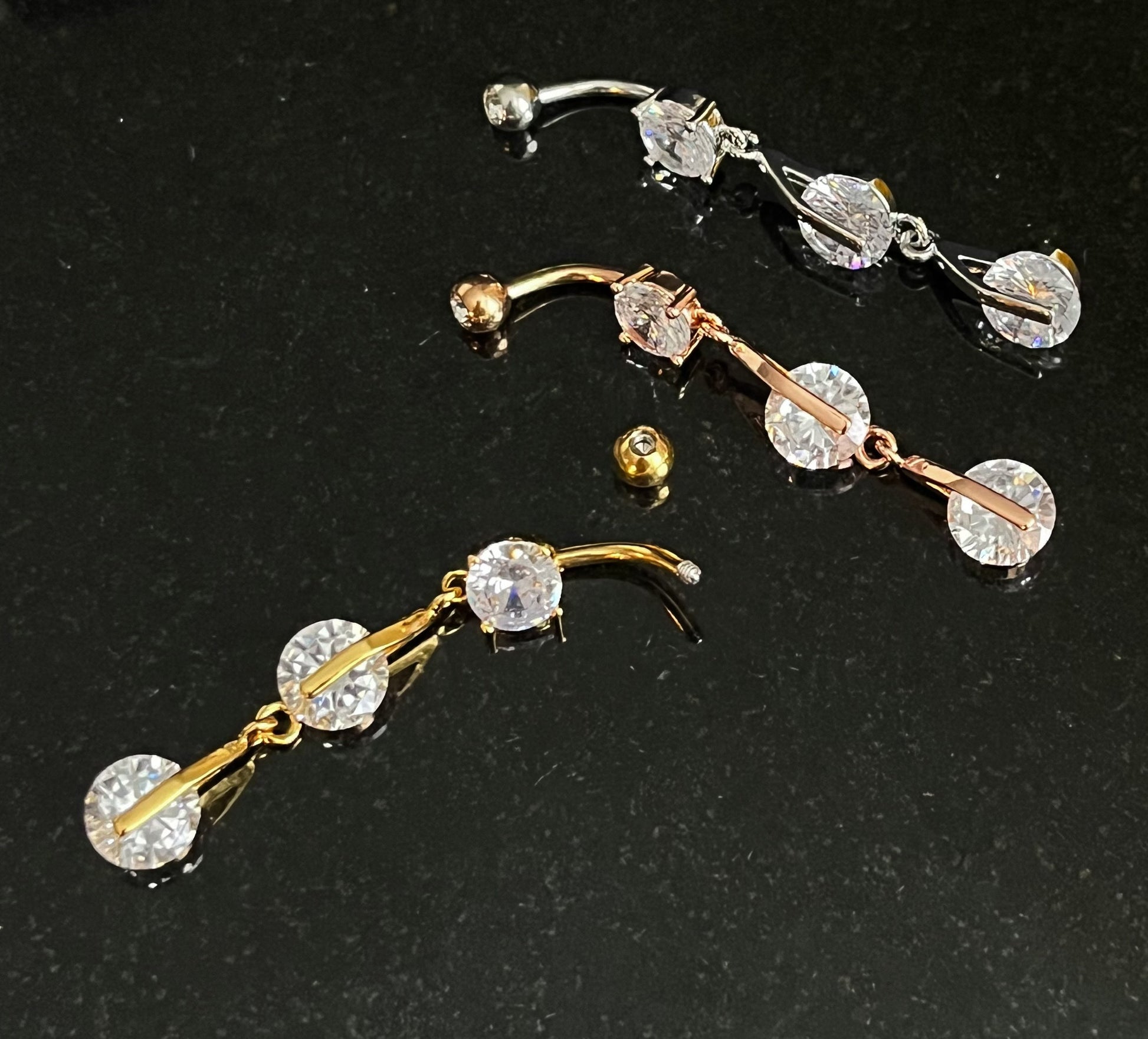 1 Piece Unique Paved CZ Gem Fox Navel / Naval Belly Button Ring - 14g - 10mm - Gold, Silver and Rose Gold Available!