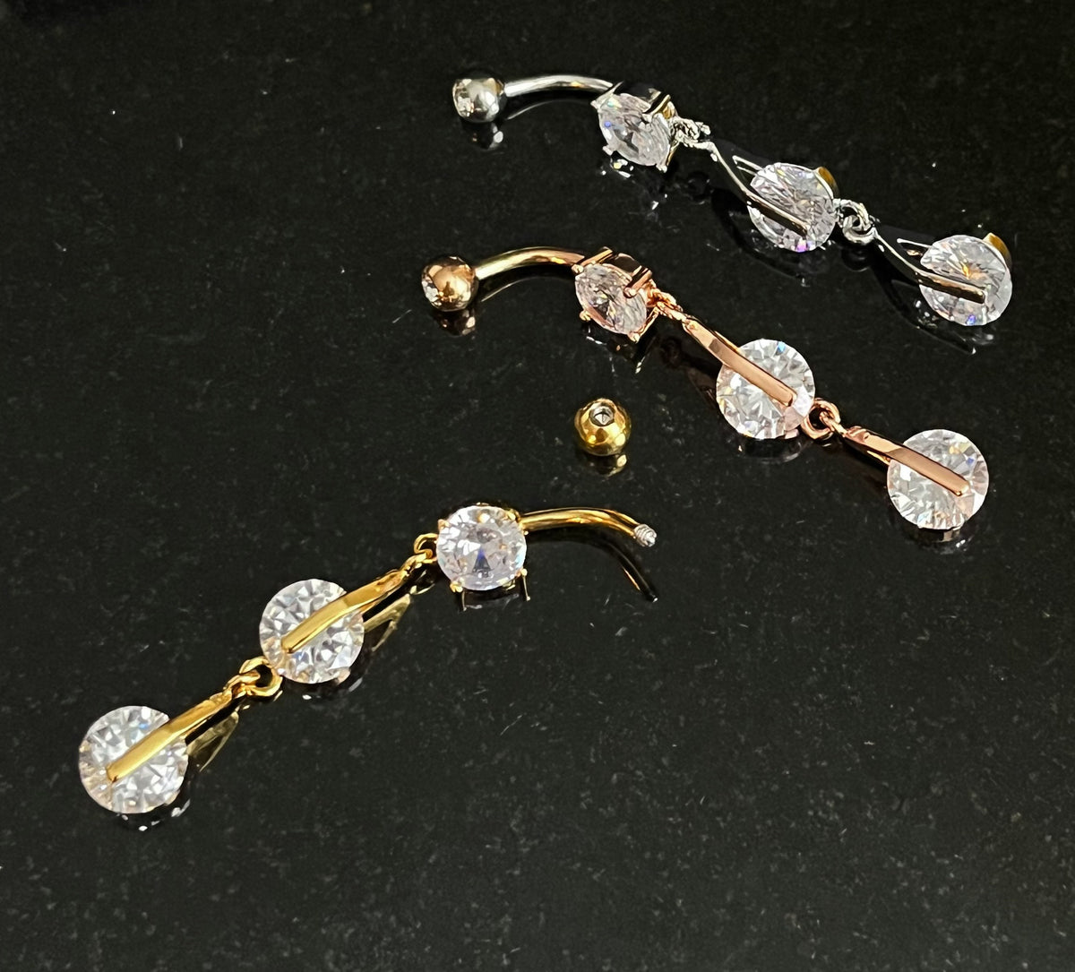 1 Piece Unique Paved CZ Gem Fox Navel / Naval Belly Button Ring - 14g - 10mm - Gold, Silver and Rose Gold Available!