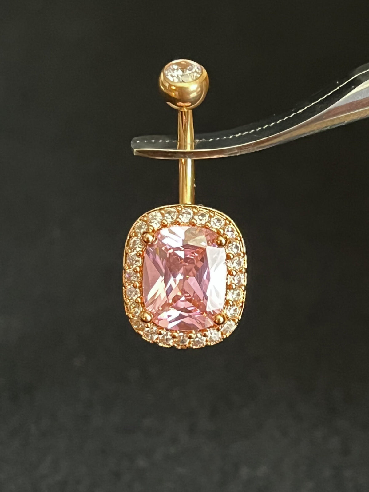 1 Piece Brilliant Prong Set Oval Cubic Zirconia Gem Surrounded by CZ Gems Navel/Naval Belly Ring - 14g - Available in a Variety of Colors!