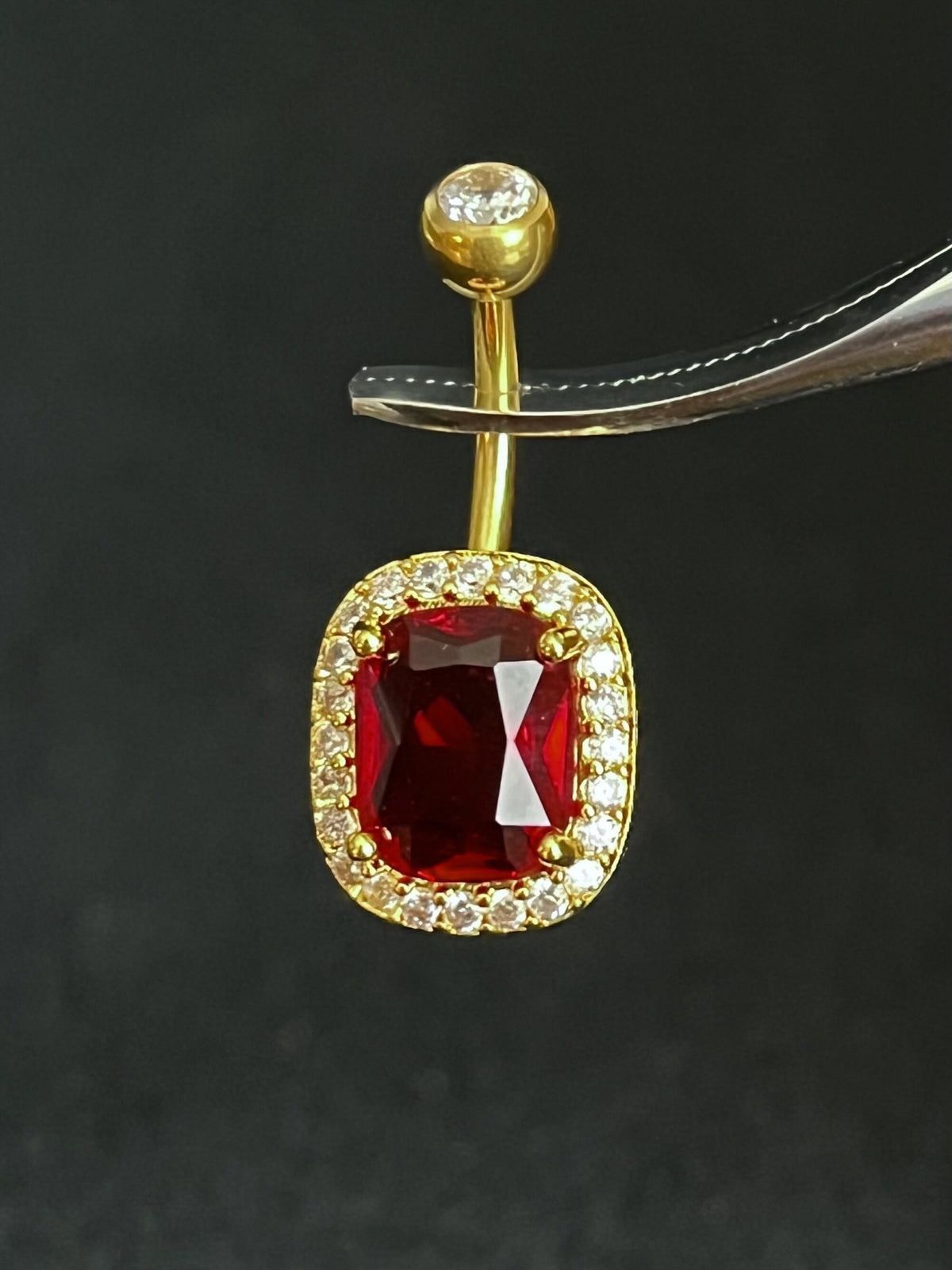 1 Piece Brilliant Prong Set Oval Cubic Zirconia Gem Surrounded by CZ Gems Navel/Naval Belly Ring - 14g - Available in a Variety of Colors!