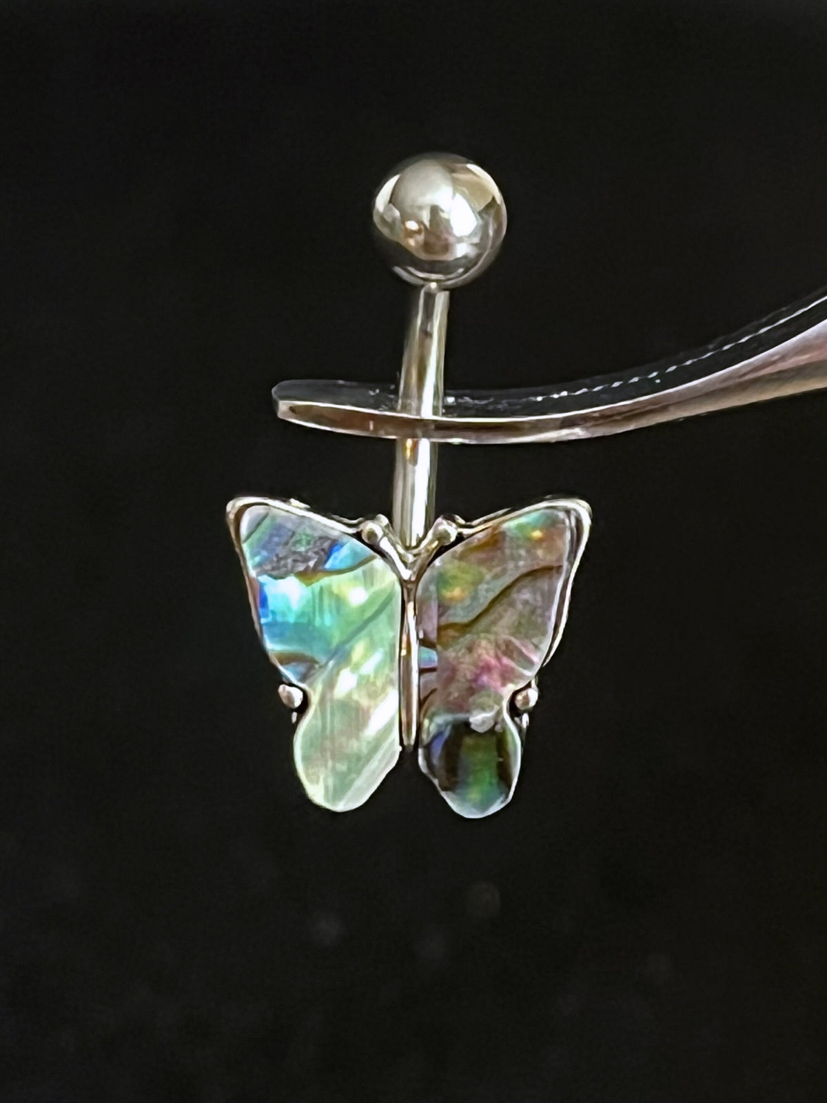 1 Piece Stunning Abalone Shell Butterfly Navel / Naval Belly Button Ring - 14g - 10mm - Gold and Silver Available!