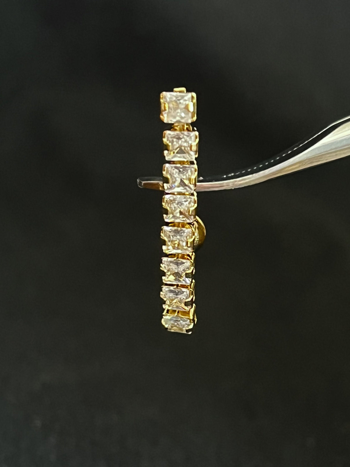 1 Piece Stunning 8-Square CZ Gem Top Drop Dangle Reverse Navel / Naval Belly Ring - 14g - 10mm - Gold, Silver and Rose Gold Available!