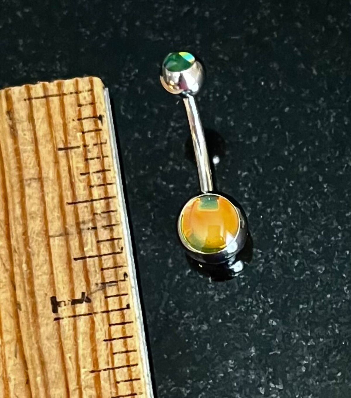 1 Piece Stunning Double Iridescent Stone Surgical Steel Navel/Naval Belly Ring - 14g - 10mm - Available in a Variety of Colors!