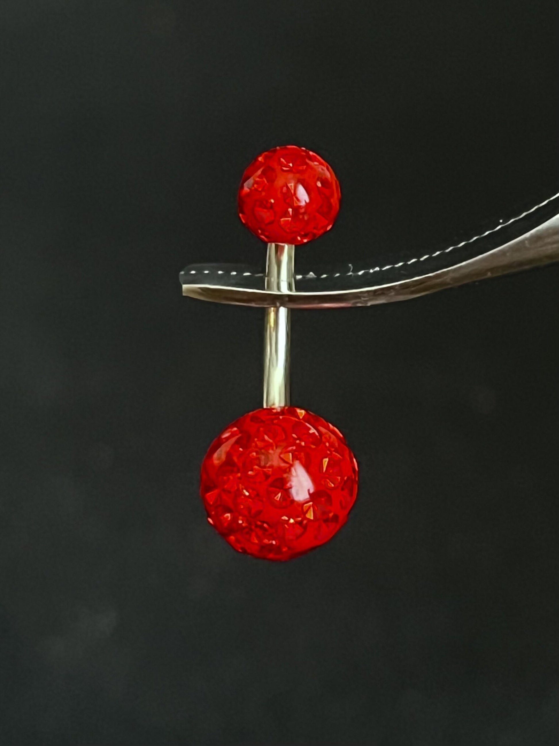 1 Piece Stunning Epoxy Coated Crystal Paved Balls Surgical Steel Navel/Naval Belly Ring - 14g - 10mm - Available in a Variety of Colors!