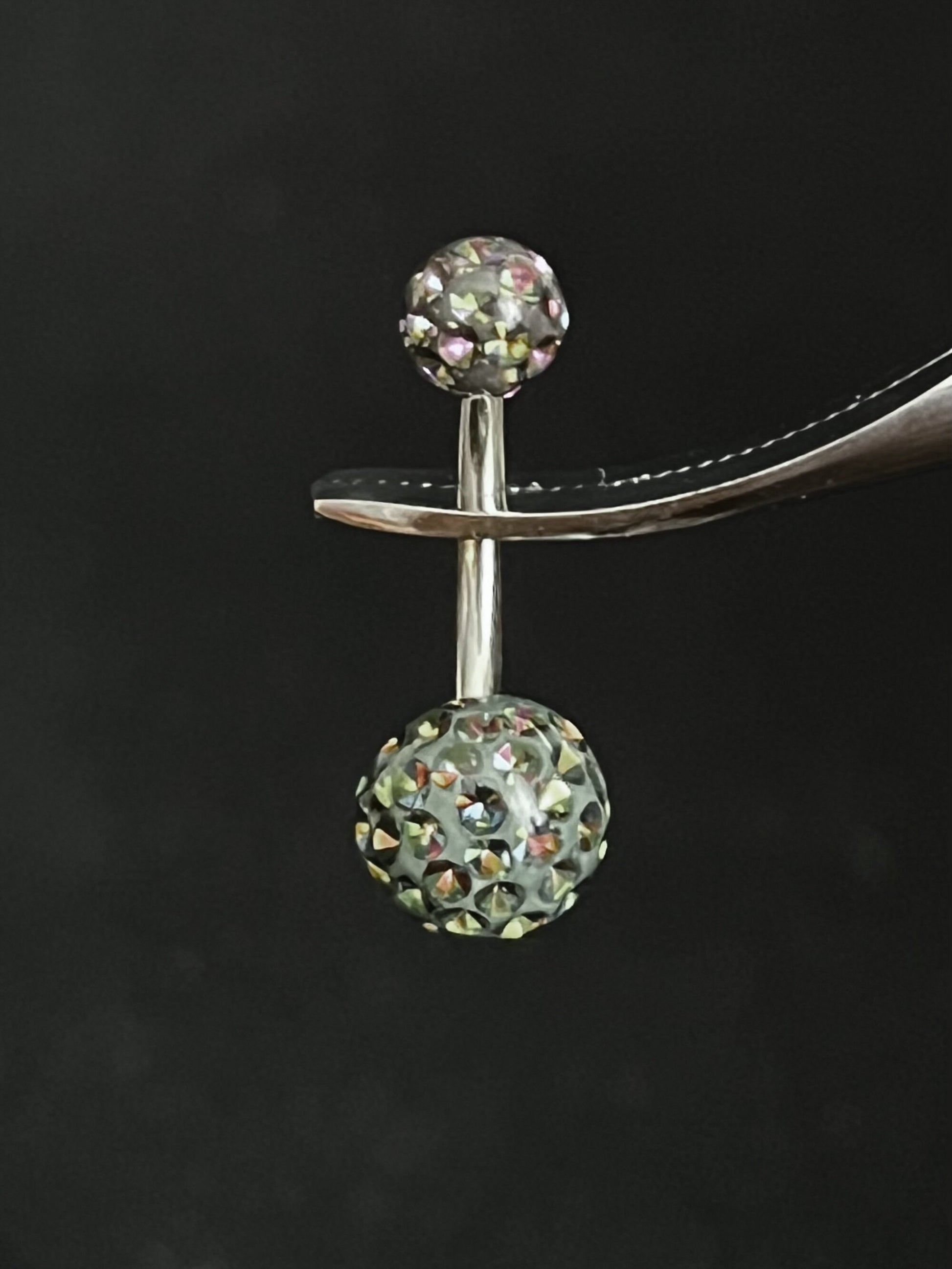 1 Piece Stunning Epoxy Coated Crystal Paved Balls Surgical Steel Navel/Naval Belly Ring - 14g - 10mm - Available in a Variety of Colors!
