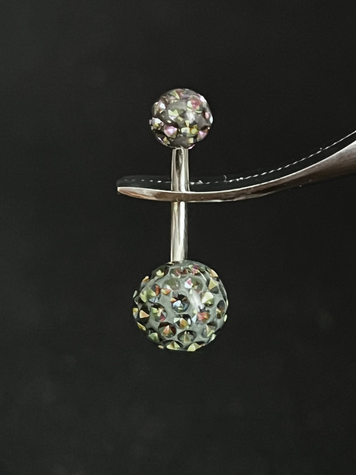 1 Piece Stunning Epoxy Coated Crystal Paved Balls Surgical Steel Navel/Naval Belly Ring - 14g - 10mm - Available in a Variety of Colors!