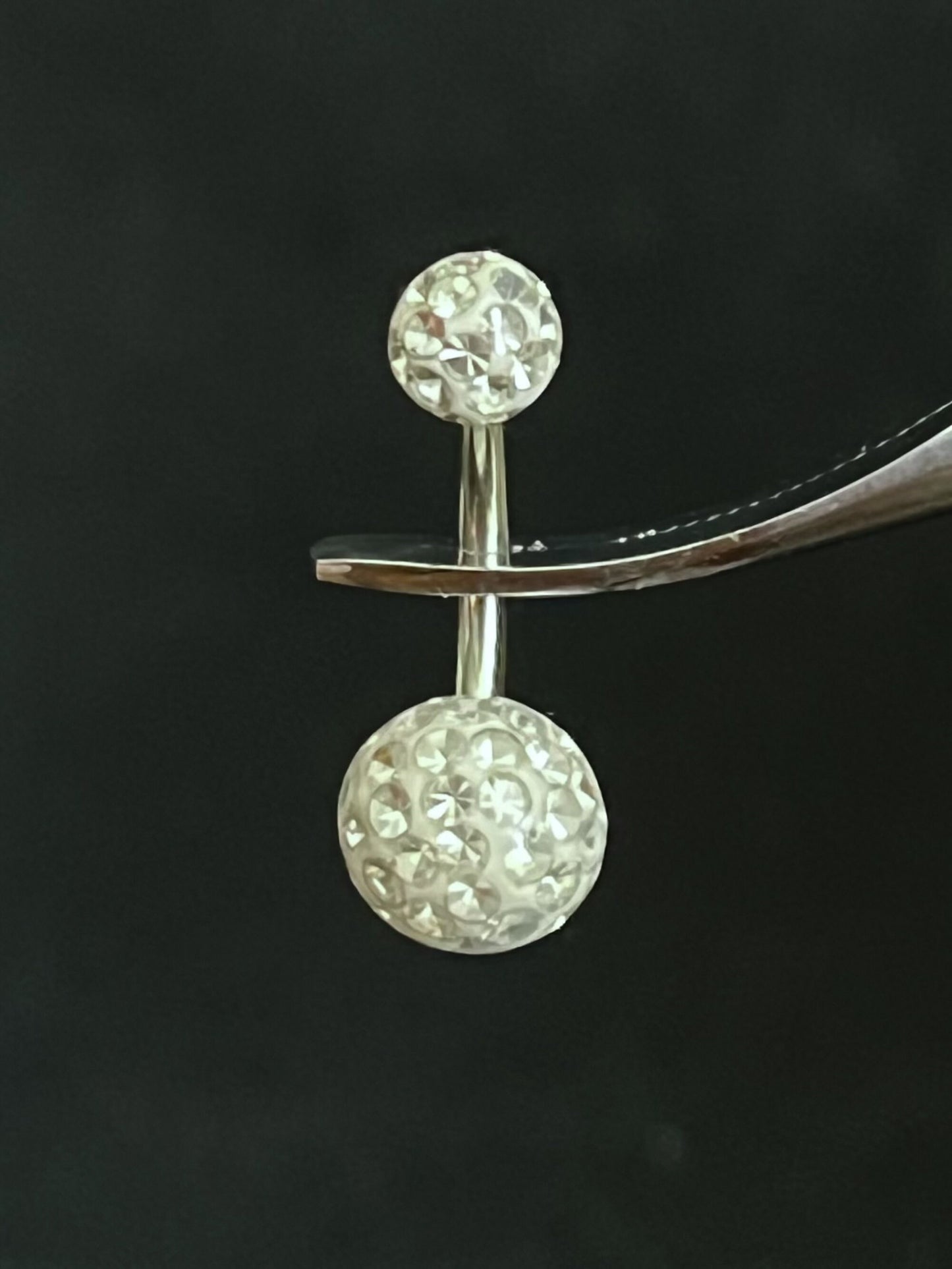 1 Piece Stunning Epoxy Coated Crystal Paved Balls Surgical Steel Navel/Naval Belly Ring - 14g - 10mm - Available in a Variety of Colors!
