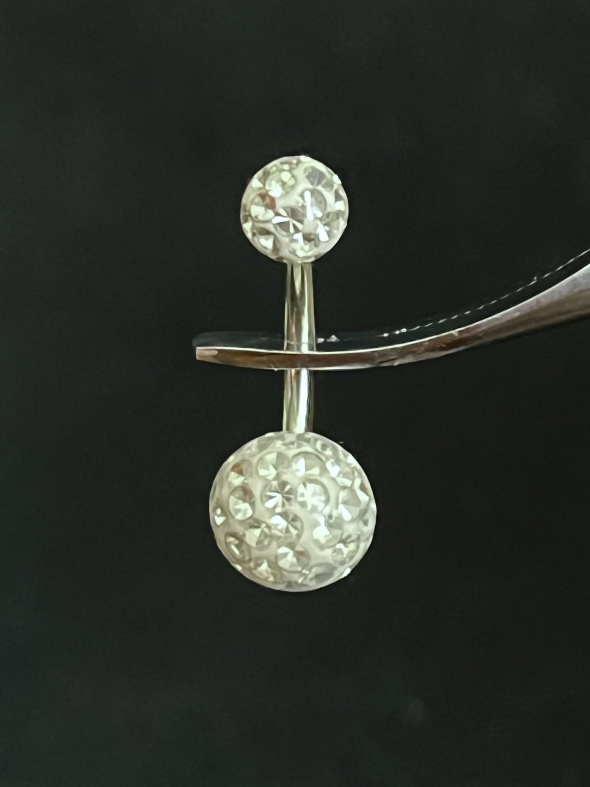 1 Piece Stunning Epoxy Coated Crystal Paved Balls Surgical Steel Navel/Naval Belly Ring - 14g - 10mm - Available in a Variety of Colors!