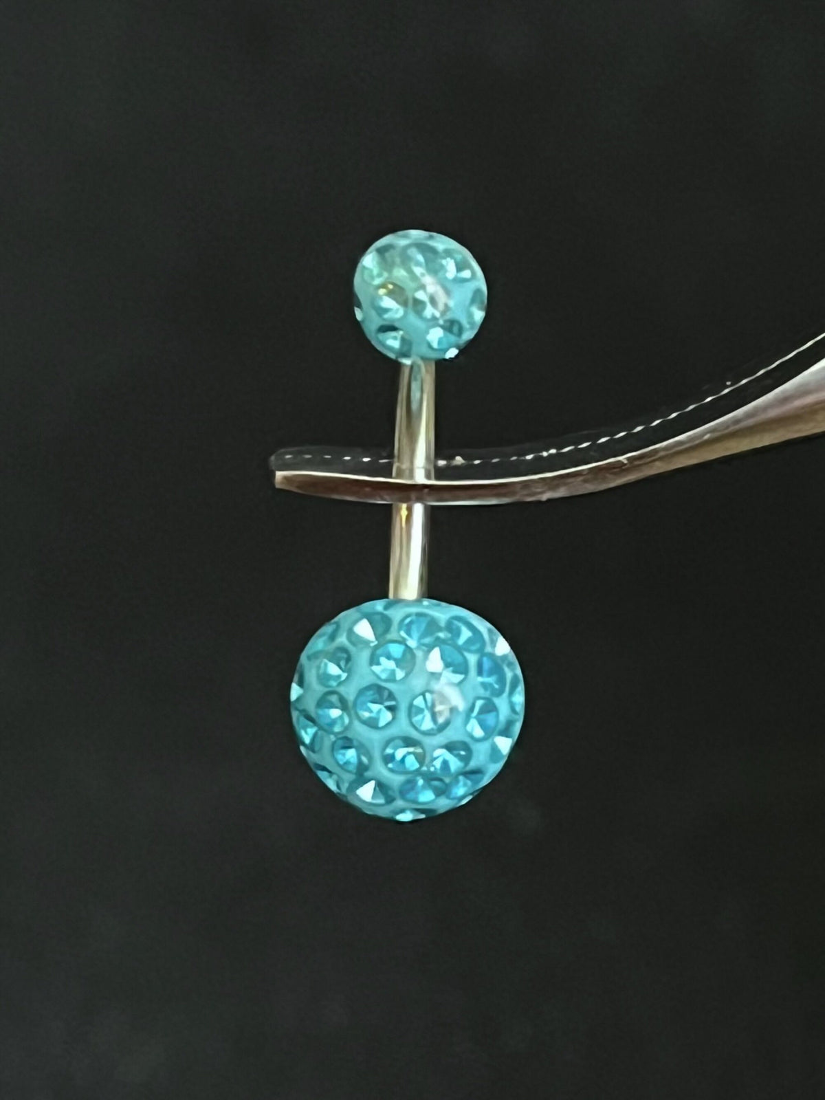1 Piece Stunning Epoxy Coated Crystal Paved Balls Surgical Steel Navel/Naval Belly Ring - 14g - 10mm - Available in a Variety of Colors!