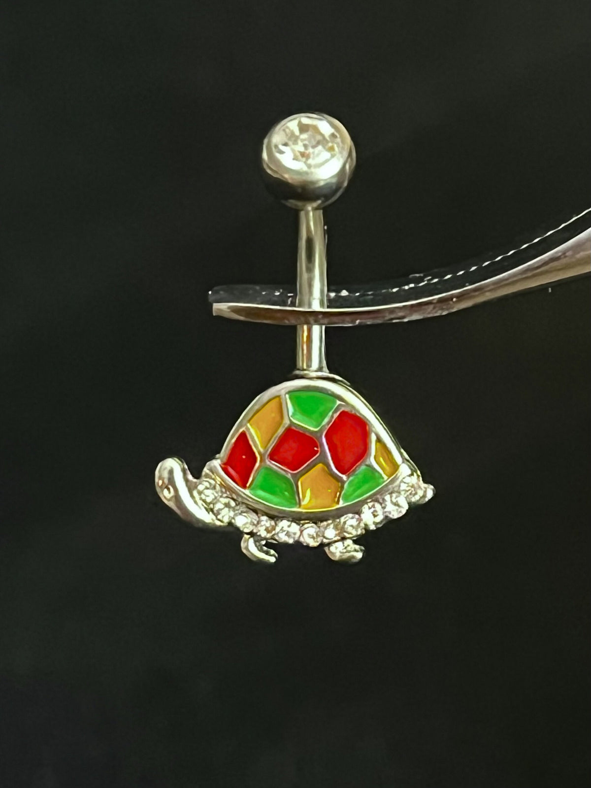 1 Piece Beautiful Enamel Turtle Navel / Naval Belly Ring - 14g - 10mm Bar Length - Black, Pink and Red Available!