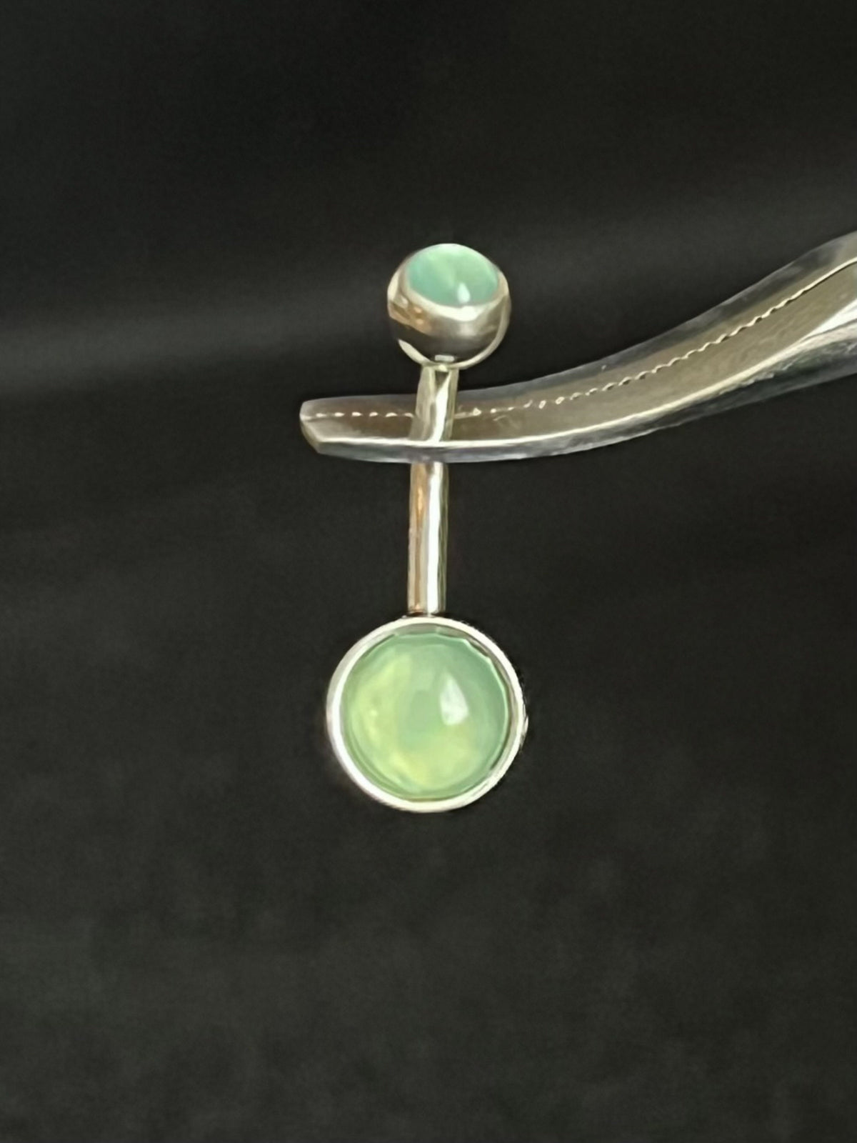 1 Piece Beautiful Double Round Illuminating Stone Gem Ring Navel / Naval Belly Ring - 14g - 10mm - Available in a Variety of Colors!