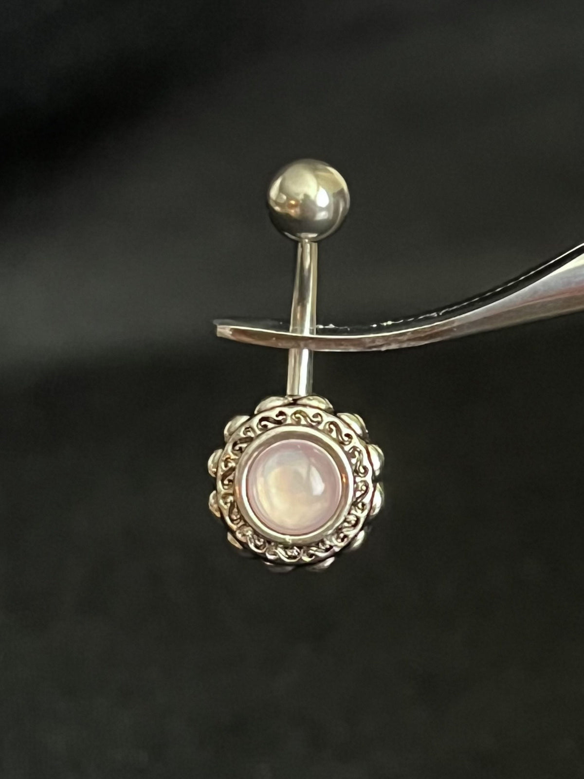 1 Piece Stunning Filigree Flower Illuminating Stone Navel / Naval Belly Ring - 14g - 10mm - Available in a Variety of Colors!