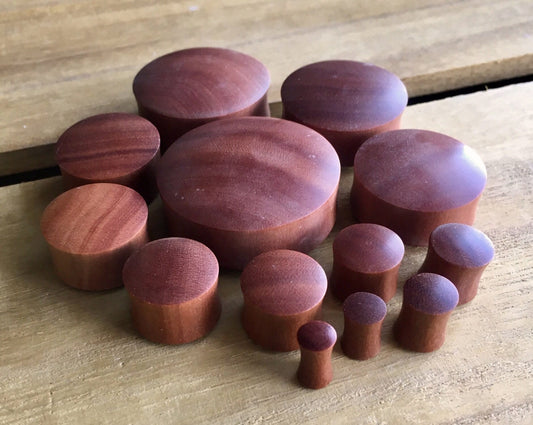 PAIR of Beautiful Organic Saba Wood Plugs - Gauges 6g (4mm) up to 1&3/8" (35mm) available!