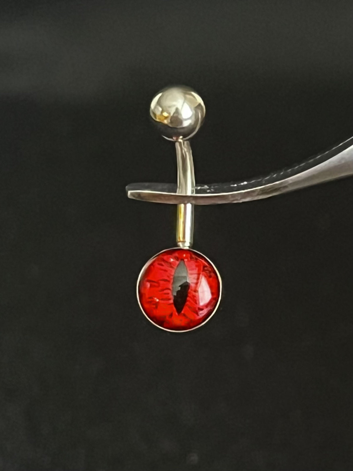 1 Piece Unsual Snake Eye Logo Navel / Naval Eye Ball Belly Ring - 14g - 10mm Bar Length - Blue, Green and Red Available!