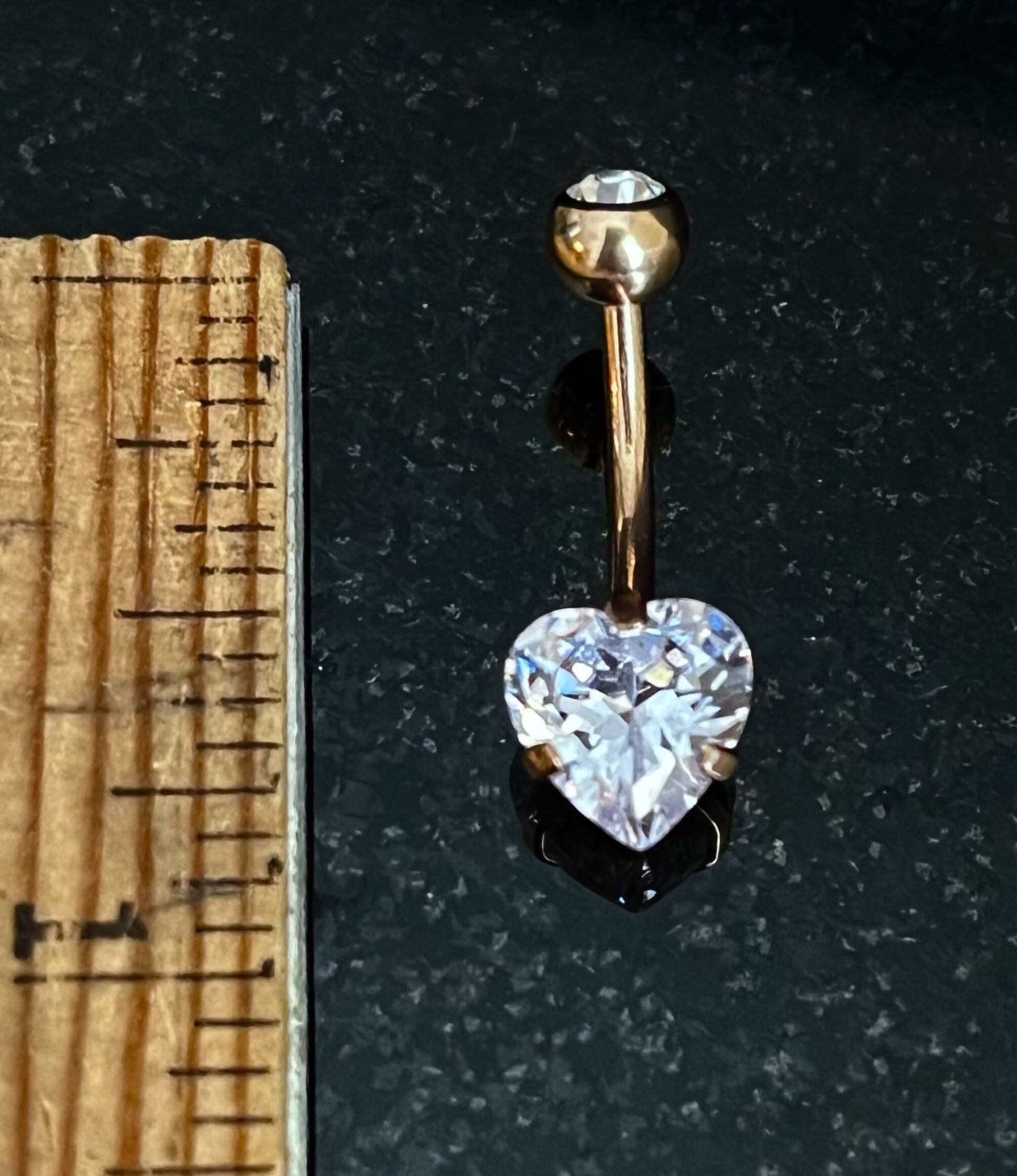 1 Piece Beautiful Prong Set 8mm CZ Gem Heart Navel / Naval Belly Ring - 14g - Silver, Black, Gold, Rose Gold and Multi-Color Available!