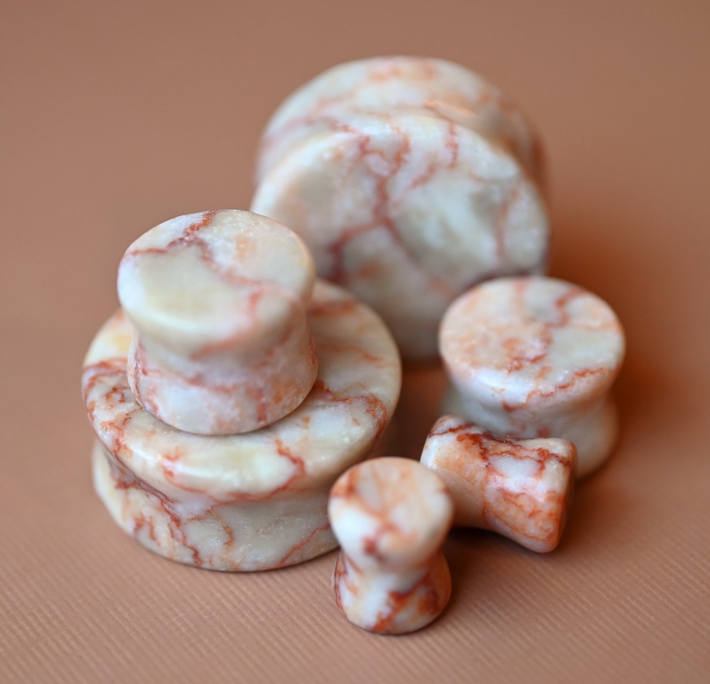 PAIR of Stunning Red Net Jasper Stone Double Flare Plugs - Gauges 2g (6mm) thru 1" (25mm) available!