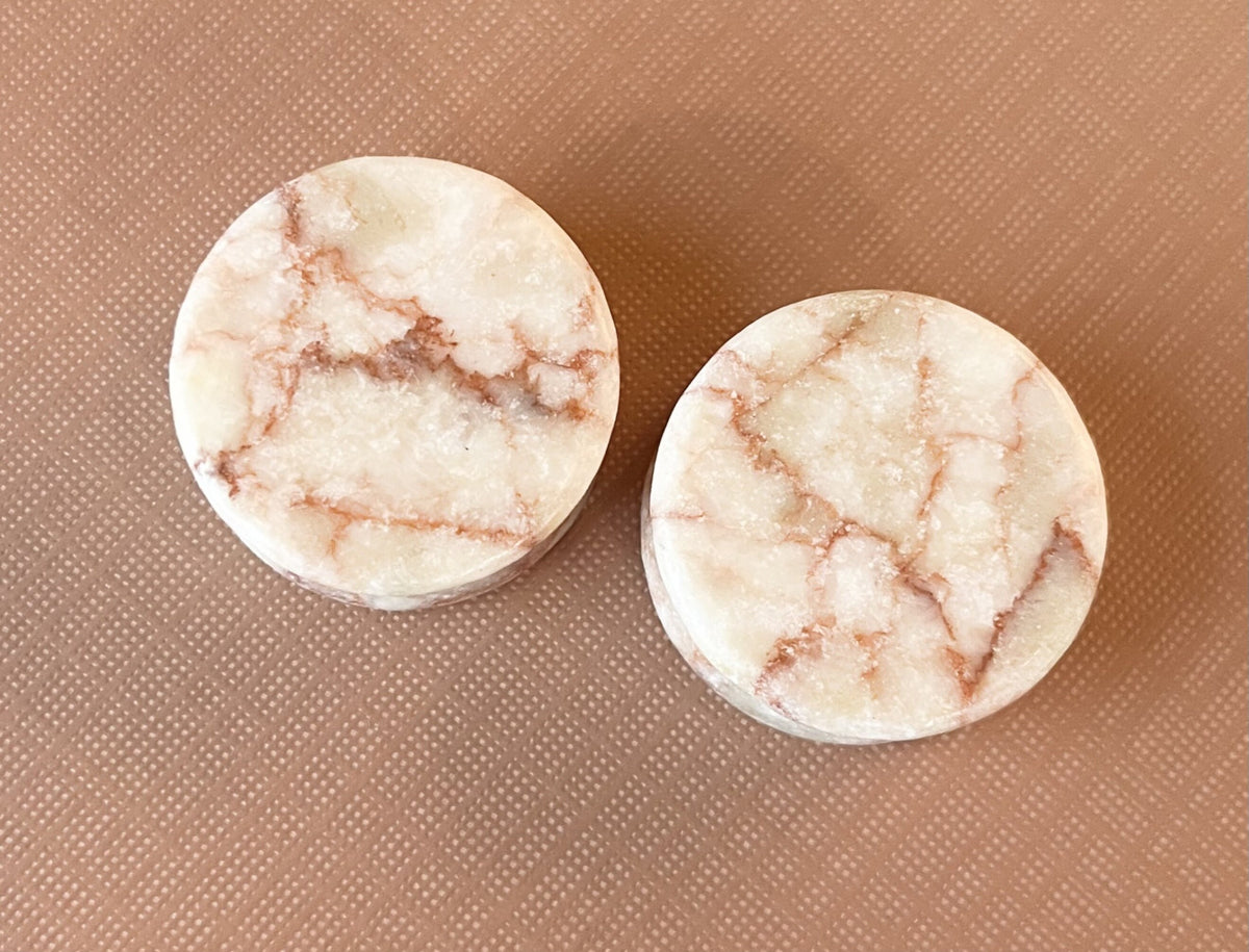 PAIR of Stunning Red Net Jasper Stone Double Flare Plugs - Gauges 2g (6mm) thru 1" (25mm) available!