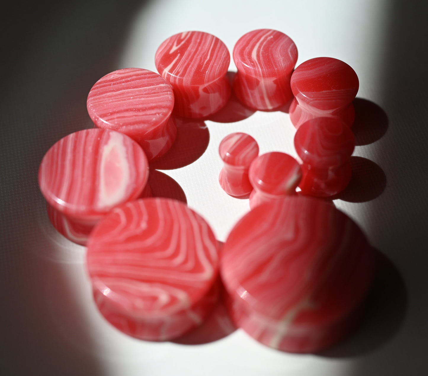 PAIR of Stunning Red Lace Agate Stone Double Flare Plugs - Gauges 2g (6mm) thru 1" (25mm) available!