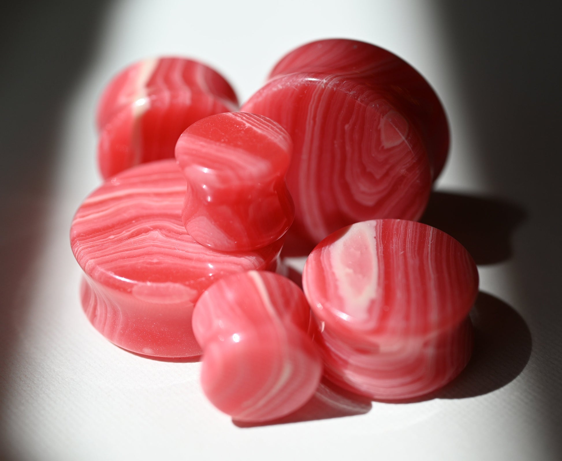 PAIR of Stunning Red Lace Agate Stone Double Flare Plugs - Gauges 2g (6mm) thru 1" (25mm) available!