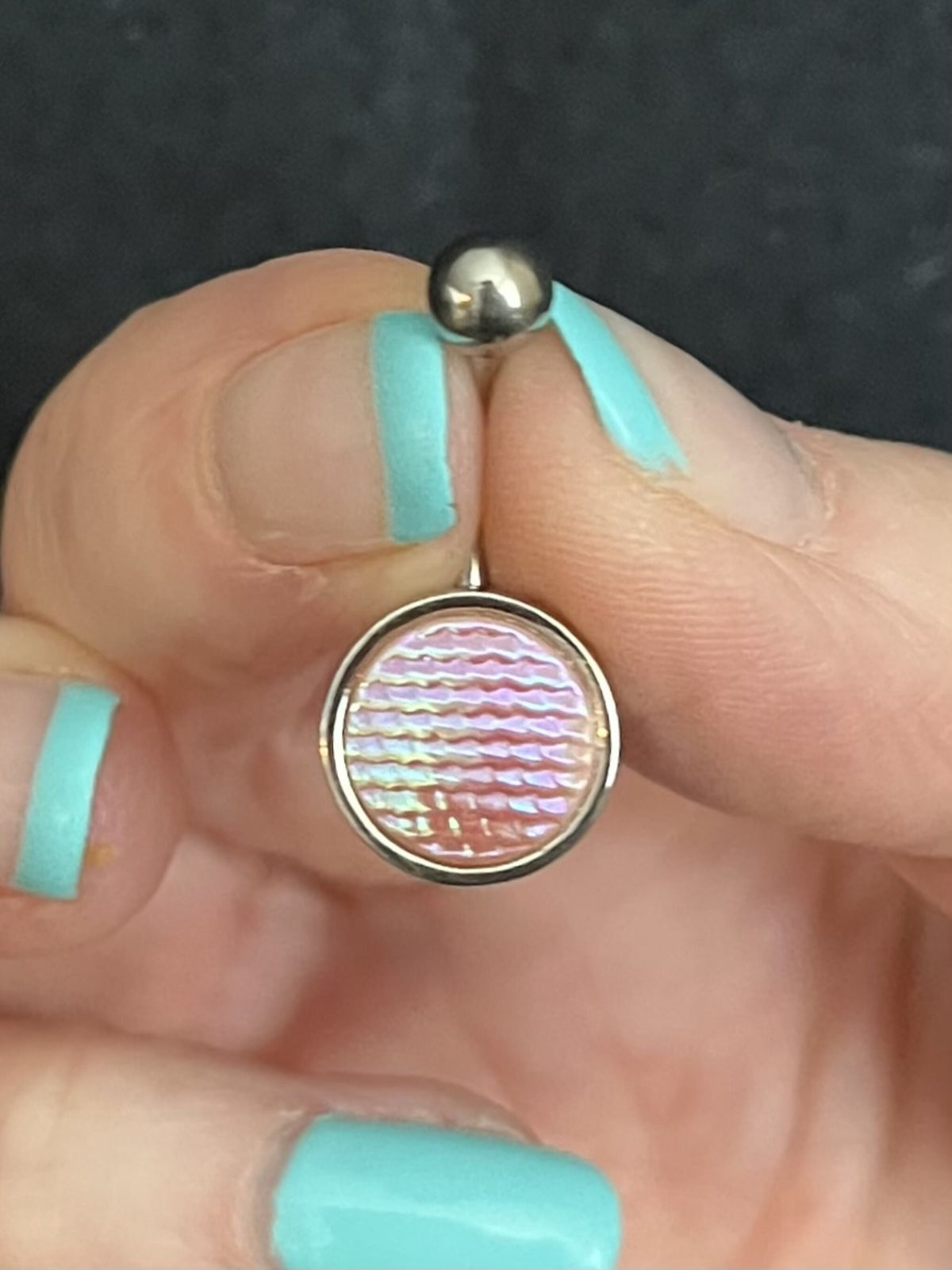 1 Piece Stunning Holographic Dragon Scale 316L Surgical Steel Navel / Naval Belly Ring - 14g - Available in Gold, Rose Gold and Silver!
