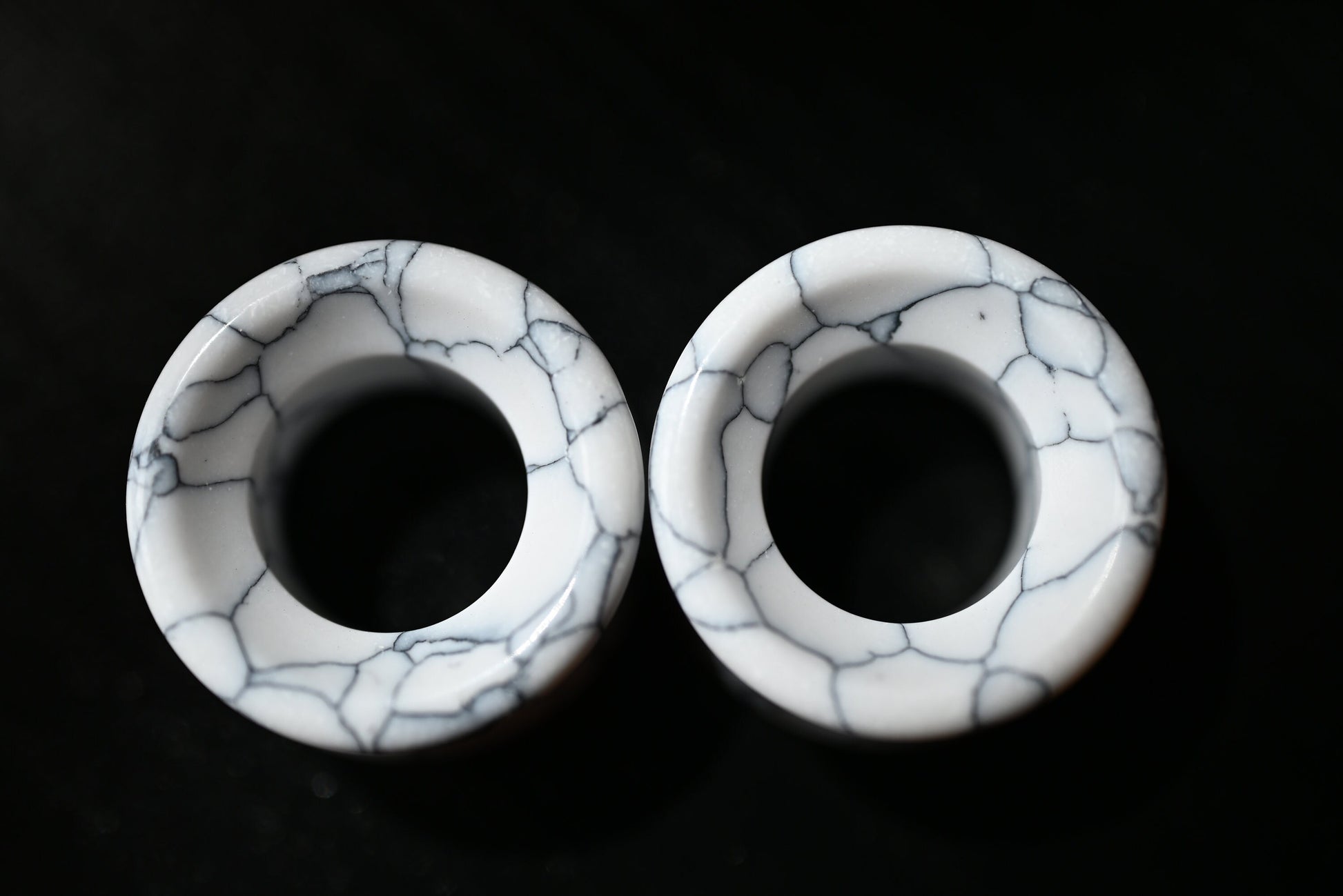 PAIR of Beautiful White Synthetic Turquoise Stone Stone Double Flare Tunnels/Plugs - Gauges 2g (6mm) to 1" (25mm) Available!