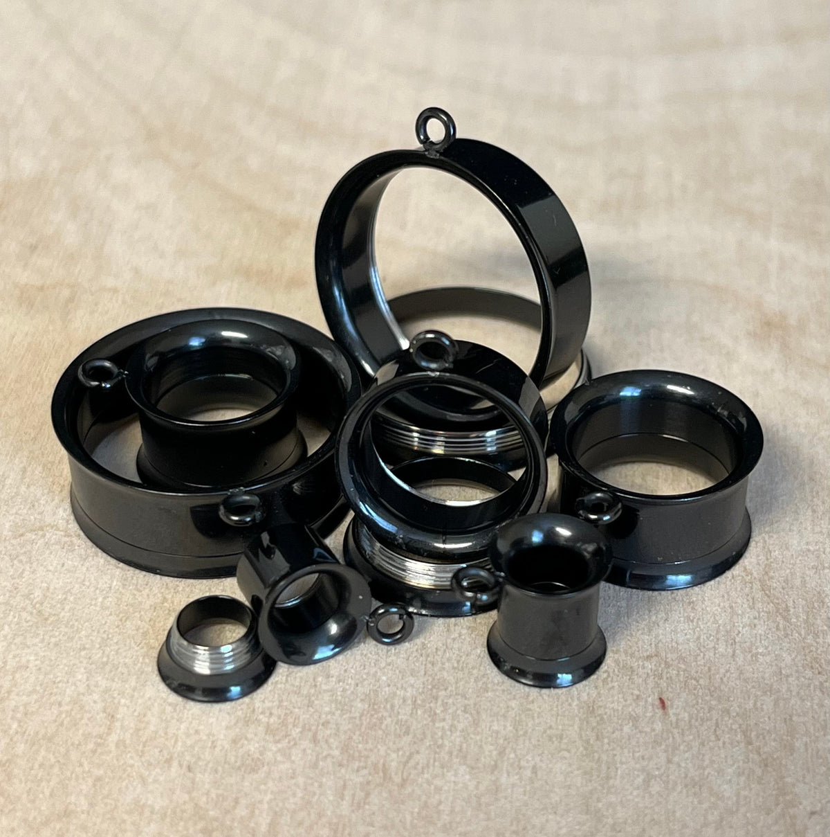 PAIR of Beautiful Add-Your-Own-Design Dangle Internally Threaded Double Flare Tunnels/Plugs - Gauges 2g (6mm) thru 1" (25mm) available!