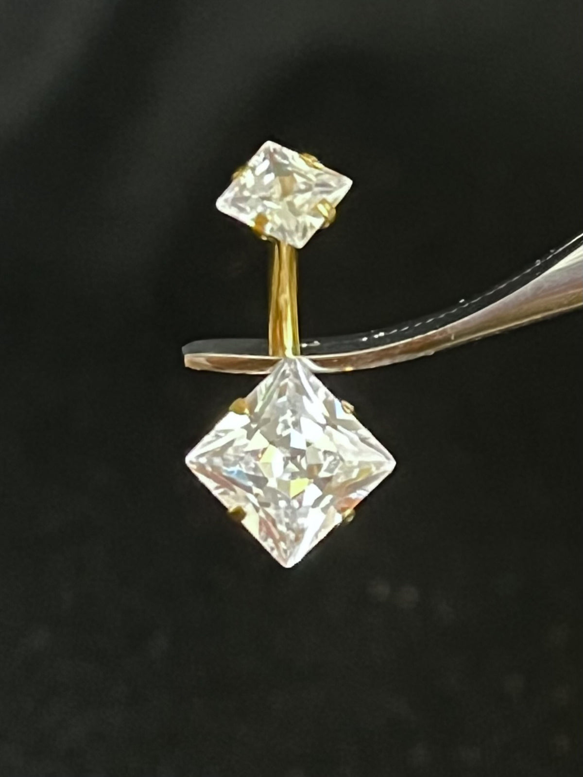 1 Piece Stunning Prong Set Square CZ Gem Internally Threaded Navel / Naval Belly Ring - 14g - Available in a Variety of Colors!