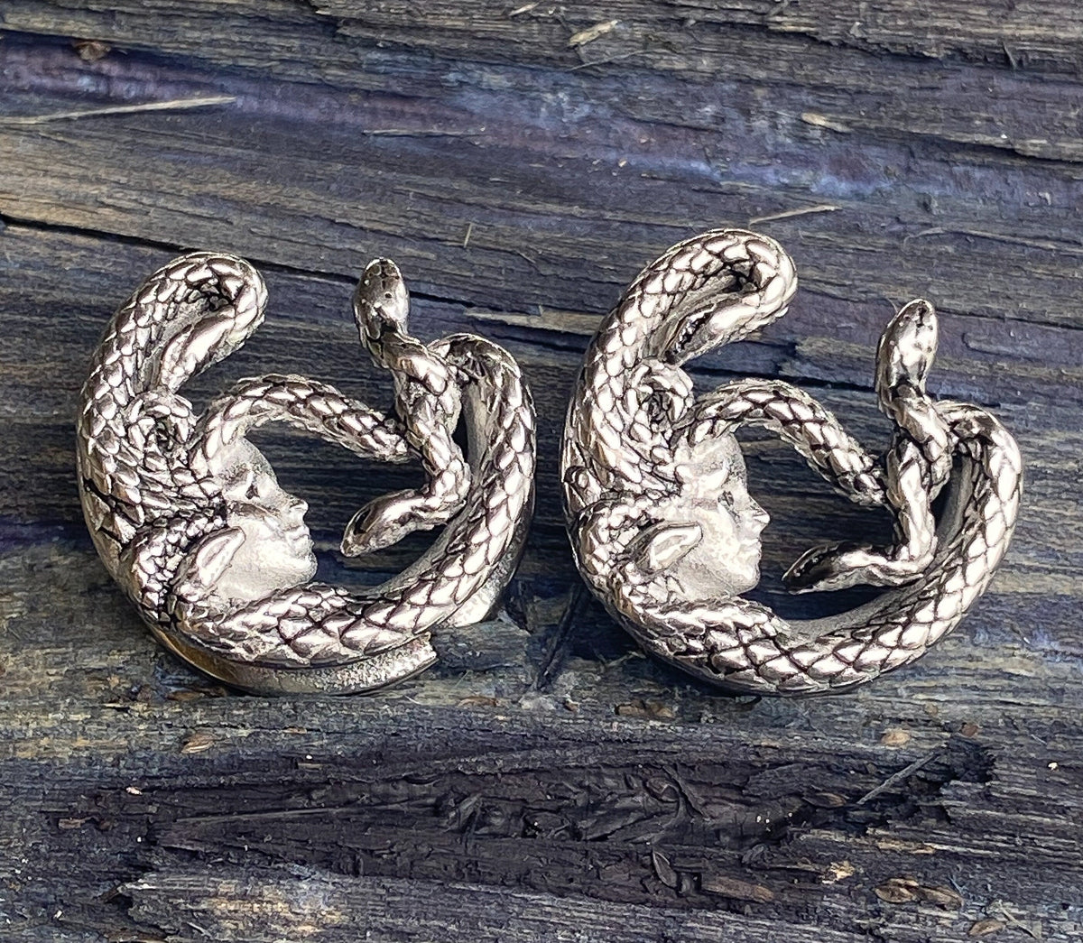 PAIR of Unique Medusa Ear Spreader Surgical Steel Tunnels/Plugs - Gauges 0g (8mm) through 5/8" (16mm) available!