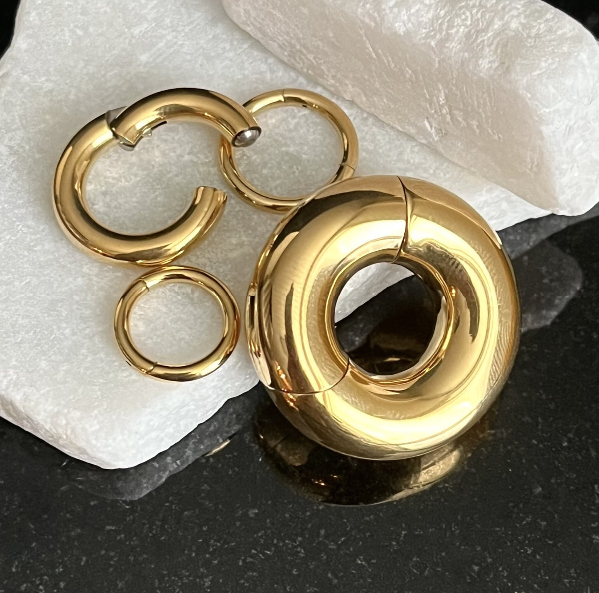 1 Piece Large Gauge IMPLANT GRADE TITANIUM Hinged Segment Ring/Hoop - Easy and Secure Clickers - Gauges 12g (2mm) thru 2g (6mm) Available!