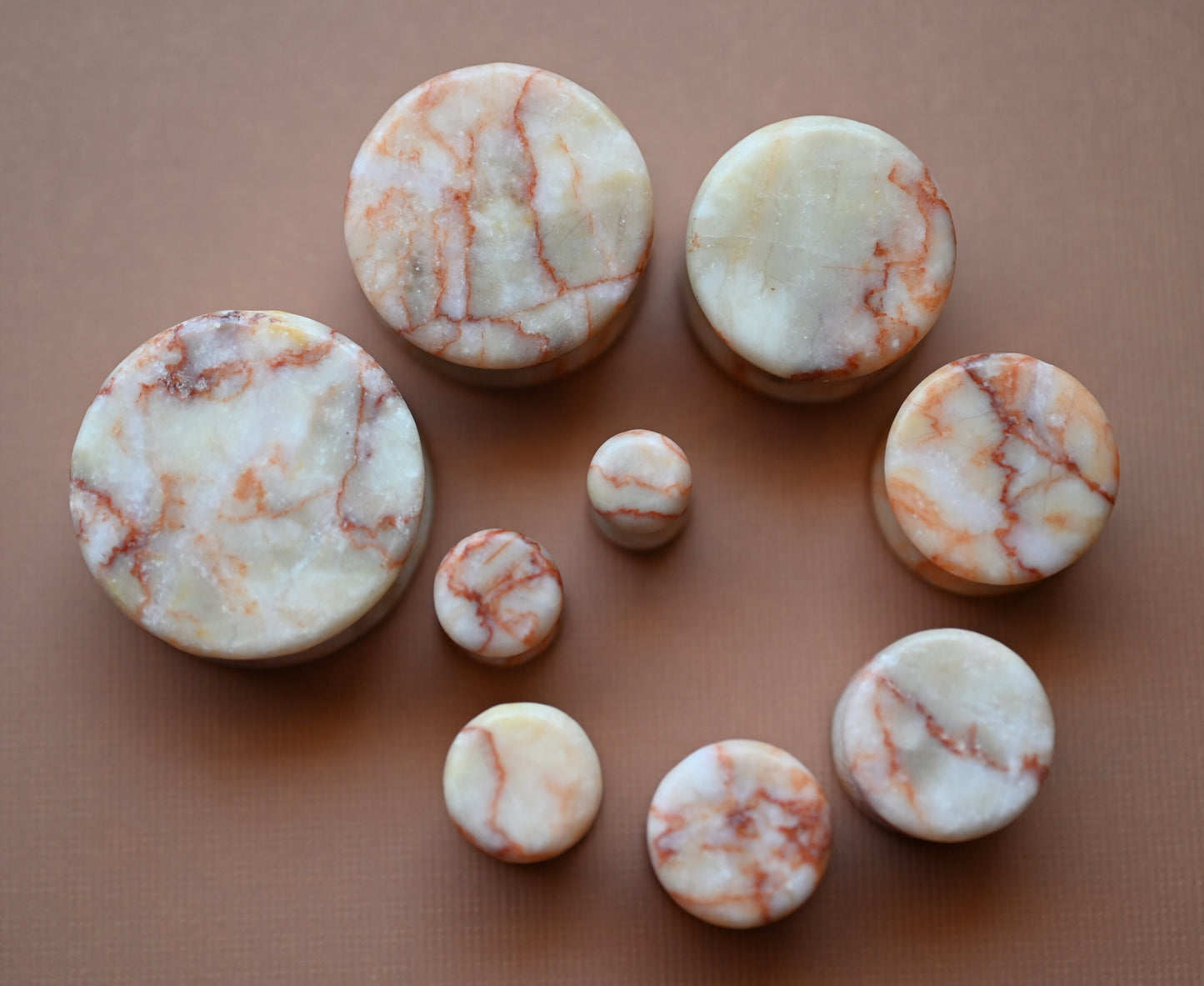 PAIR of Stunning Red Net Jasper Stone Double Flare Plugs - Gauges 2g (6mm) thru 1" (25mm) available!